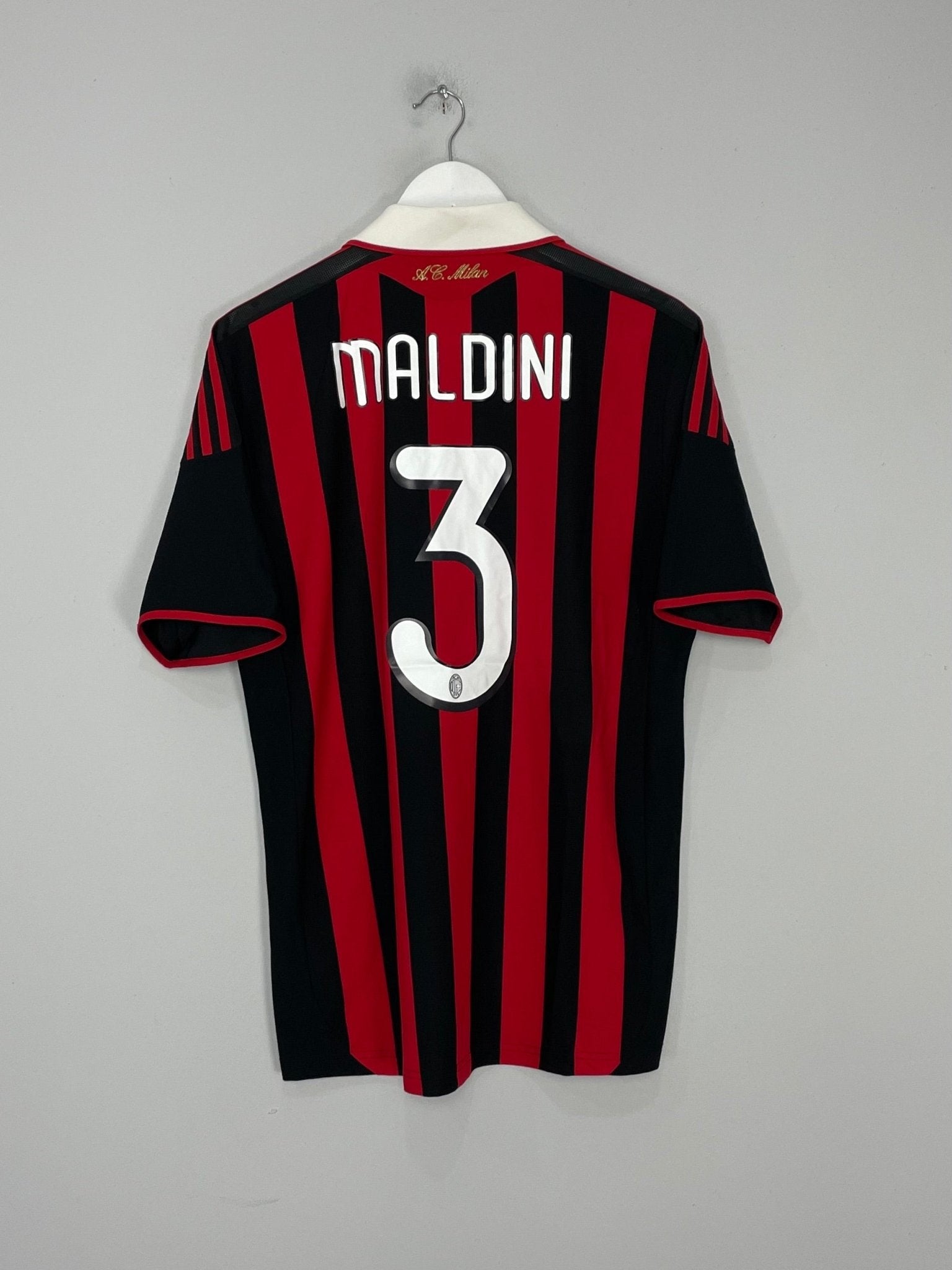 Shop 2009/10 AC MILAN MALDINI #3 HOME SHIRT (M) ADIDAS, classic football shirts, vintage football shirts & retro soccer jerseys at Cult Kits