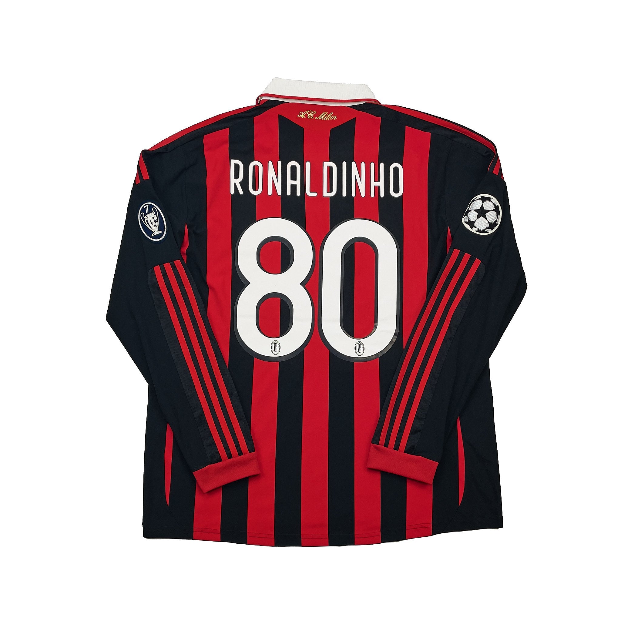 Buy 2009/10 AC Milan Ronaldinho 80 C/L L/S Home Shirt (L) Adidas ~ Free worldwide shipping available ~ Authentic Vintage Football Shirts from Cult Kits