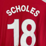 Shop 2009/10 MANCHESTER UNITED SCHOLES #18 C/L L/S *BNWT* HOME SHIRT (XL) NIKE, classic football shirts, vintage football shirts & retro soccer jerseys at Cult Kits