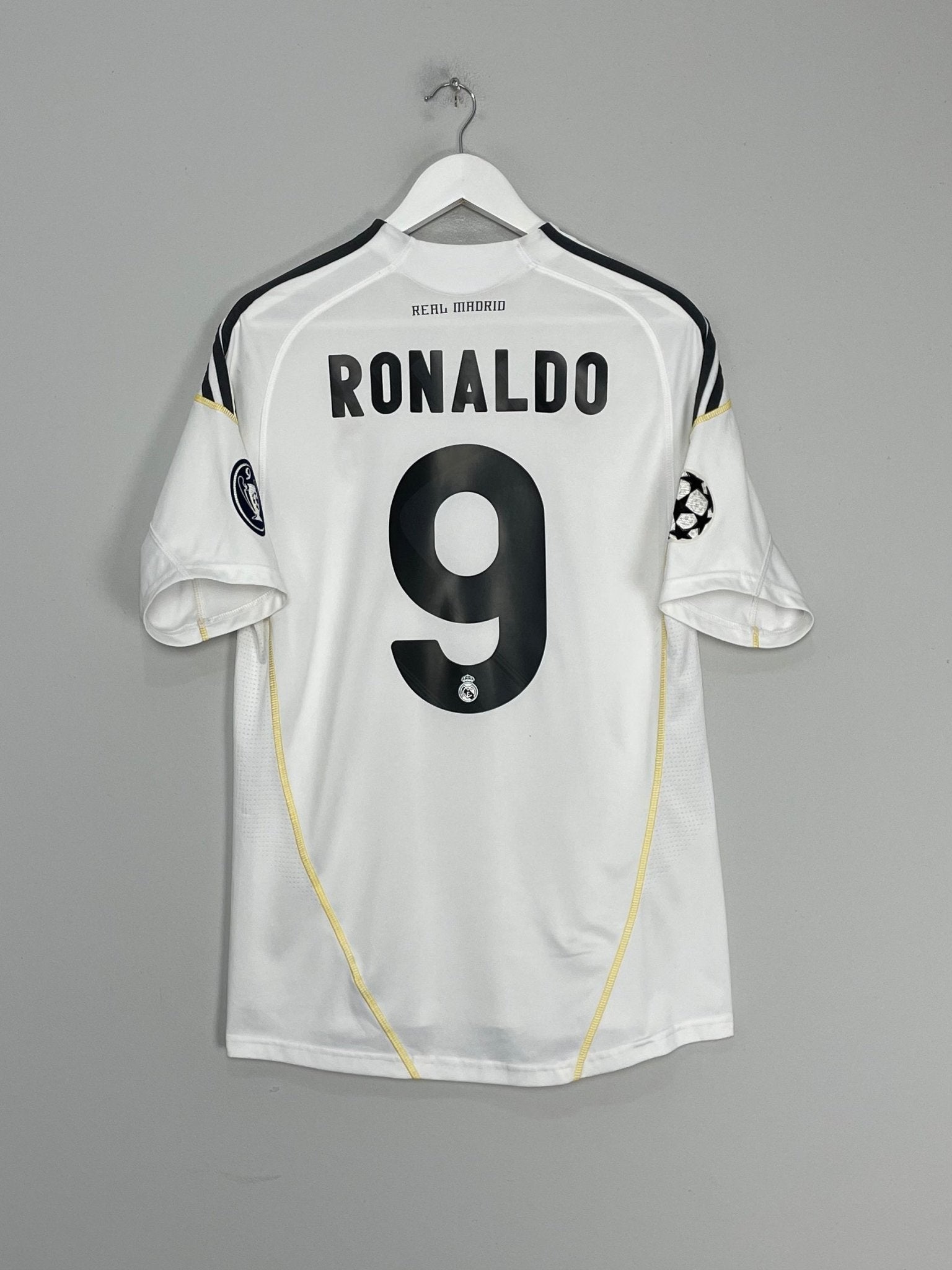 Shop 2009/10 REAL MADRID RONALDO #9 C/L HOME SHIRT (M) ADIDAS, classic football shirts, vintage football shirts & retro soccer jerseys at Cult Kits