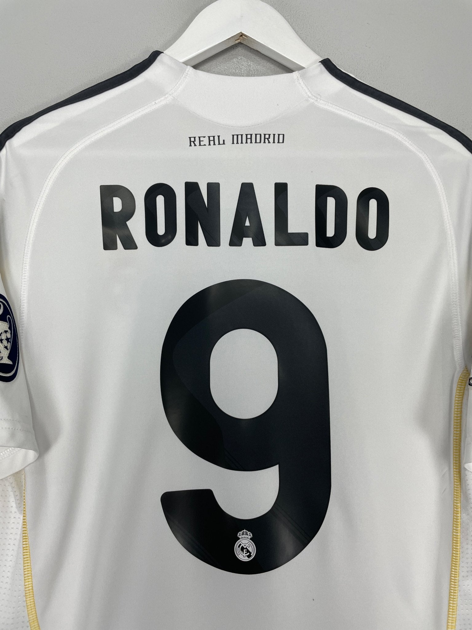 Shop 2009/10 REAL MADRID RONALDO #9 C/L HOME SHIRT (M) ADIDAS, classic football shirts, vintage football shirts & retro soccer jerseys at Cult Kits