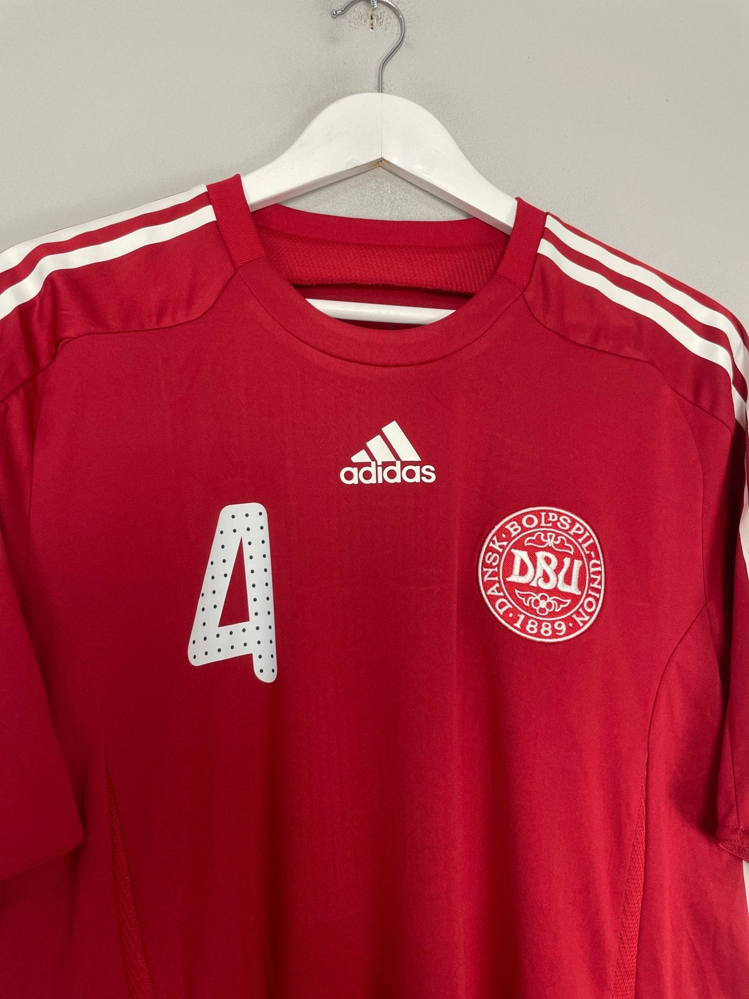 Shop 2010 DENMARK AGGER #5 *PLAYER ISSUE* BNWT HOME SHIRT (XL) ADIDAS, classic football shirts, vintage football shirts & retro soccer jerseys at Cult Kits
