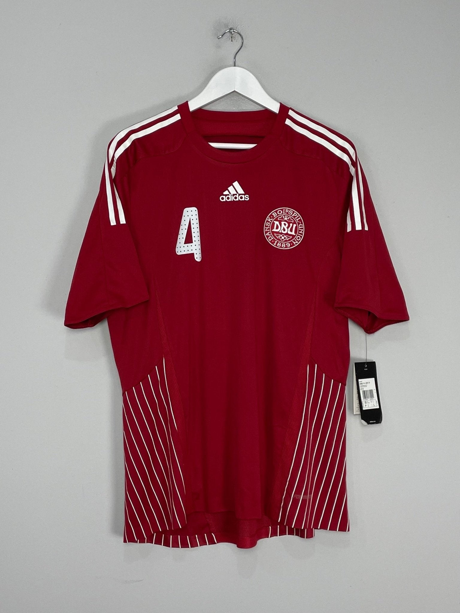 Shop 2010 DENMARK AGGER #5 *PLAYER ISSUE* BNWT HOME SHIRT (XL) ADIDAS, classic football shirts, vintage football shirts & retro soccer jerseys at Cult Kits