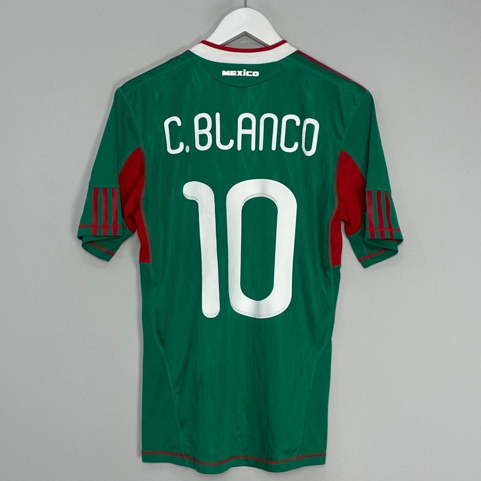 Shop 2010 MEXICO C.BLANCO #10 *PLAYER ISSUE* HOME SHIRT (M) ADIDAS, classic football shirts, vintage football shirts & retro soccer jerseys at Cult Kits