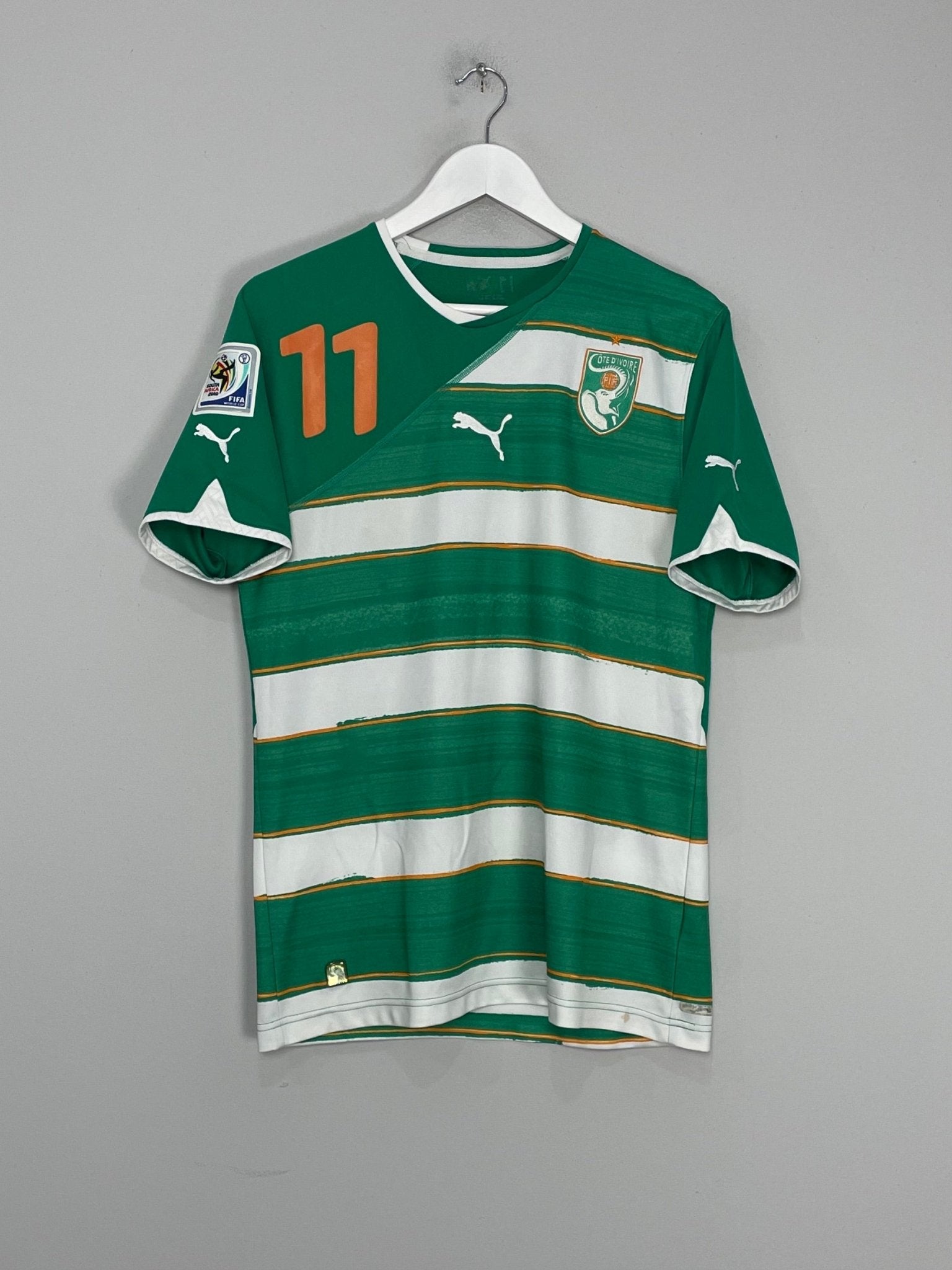 Shop 2010/11 IVORY COAST DROGBA #11 AWAY SHIRT (M) PUMA, classic football shirts, vintage football shirts & retro soccer jerseys at Cult Kits