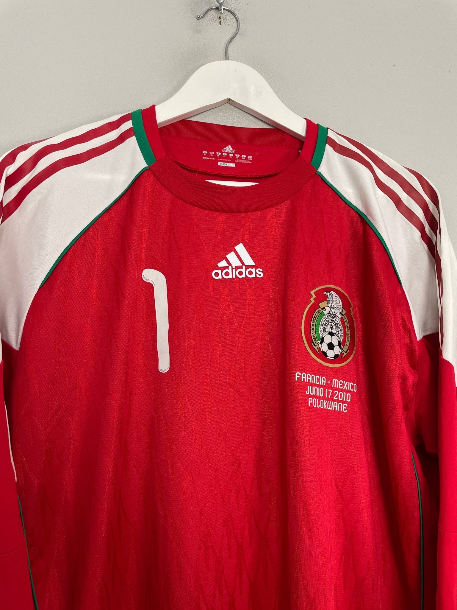 Shop 2010/11 MEXICO O.PEREZ #1 *MATCH ISSUE* GK SHIRT (XL) ADIDAS, classic football shirts, vintage football shirts & retro soccer jerseys at Cult Kits