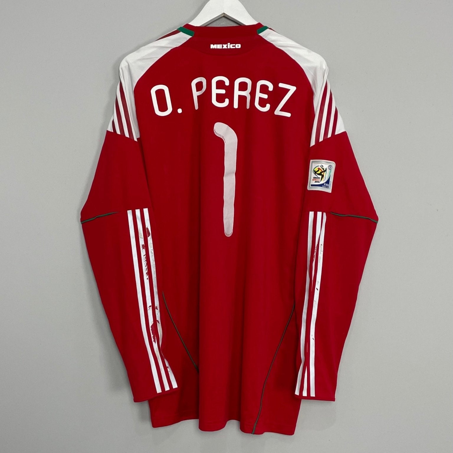 Shop 2010/11 MEXICO O.PEREZ #1 *MATCH ISSUE* GK SHIRT (XL) ADIDAS, classic football shirts, vintage football shirts & retro soccer jerseys at Cult Kits
