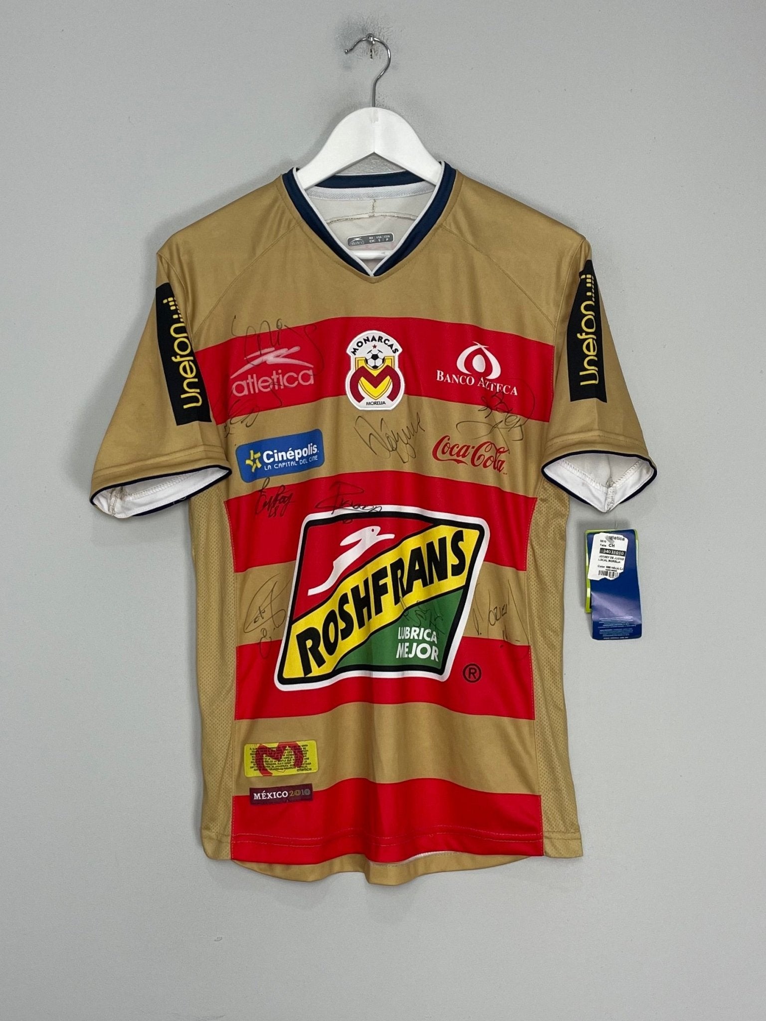 Shop 2010/11 MONARCAS MORELIA *SQUAD SIGNED* BNWT HOME SHIRT (S) ATLETICA, classic football shirts, vintage football shirts & retro soccer jerseys at Cult Kits