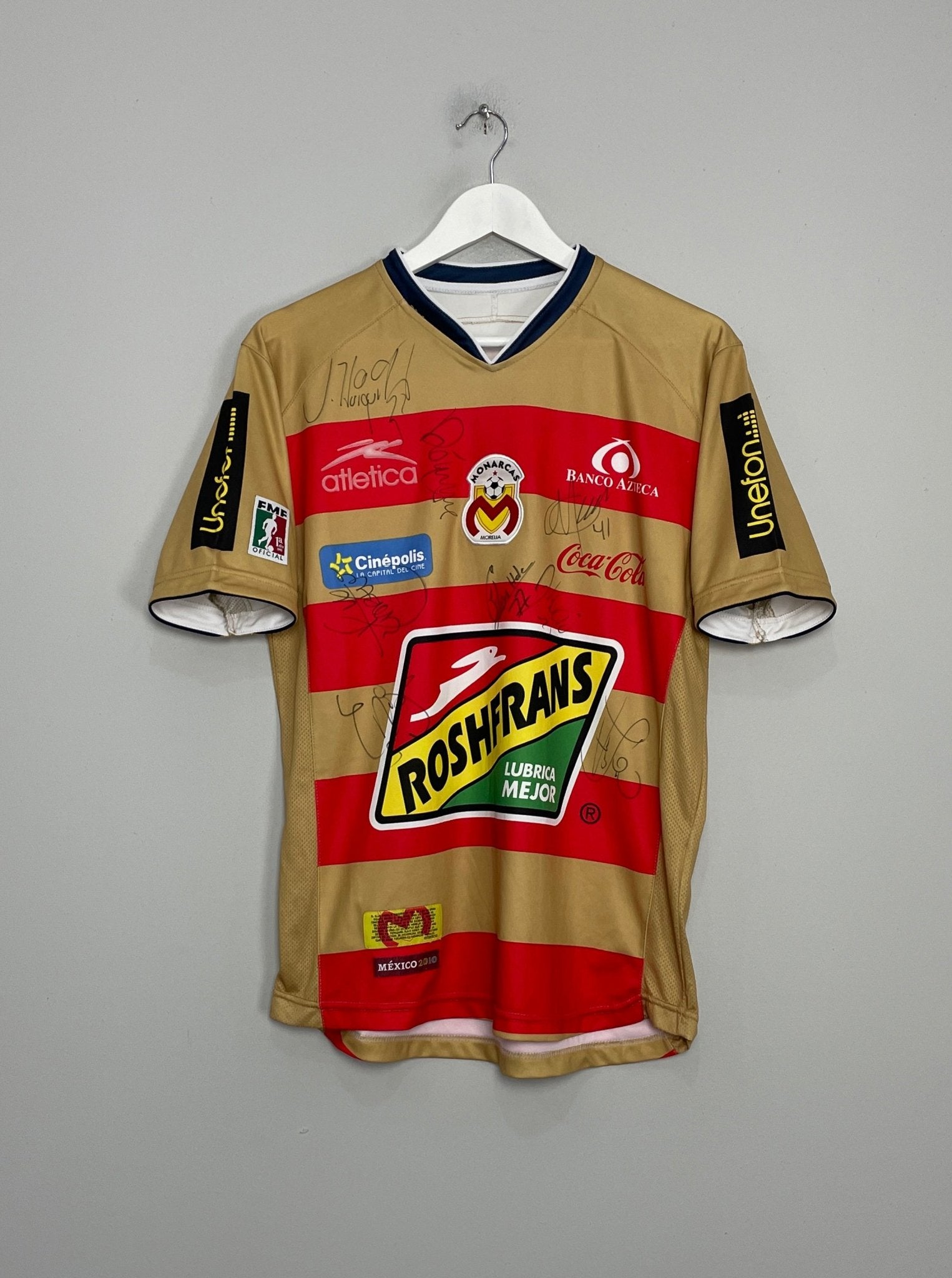 Shop 2010/11 MONARCAS MORELIA *SQUAD SIGNED* HOME SHIRT (S) ATLETICA, classic football shirts, vintage football shirts & retro soccer jerseys at Cult Kits