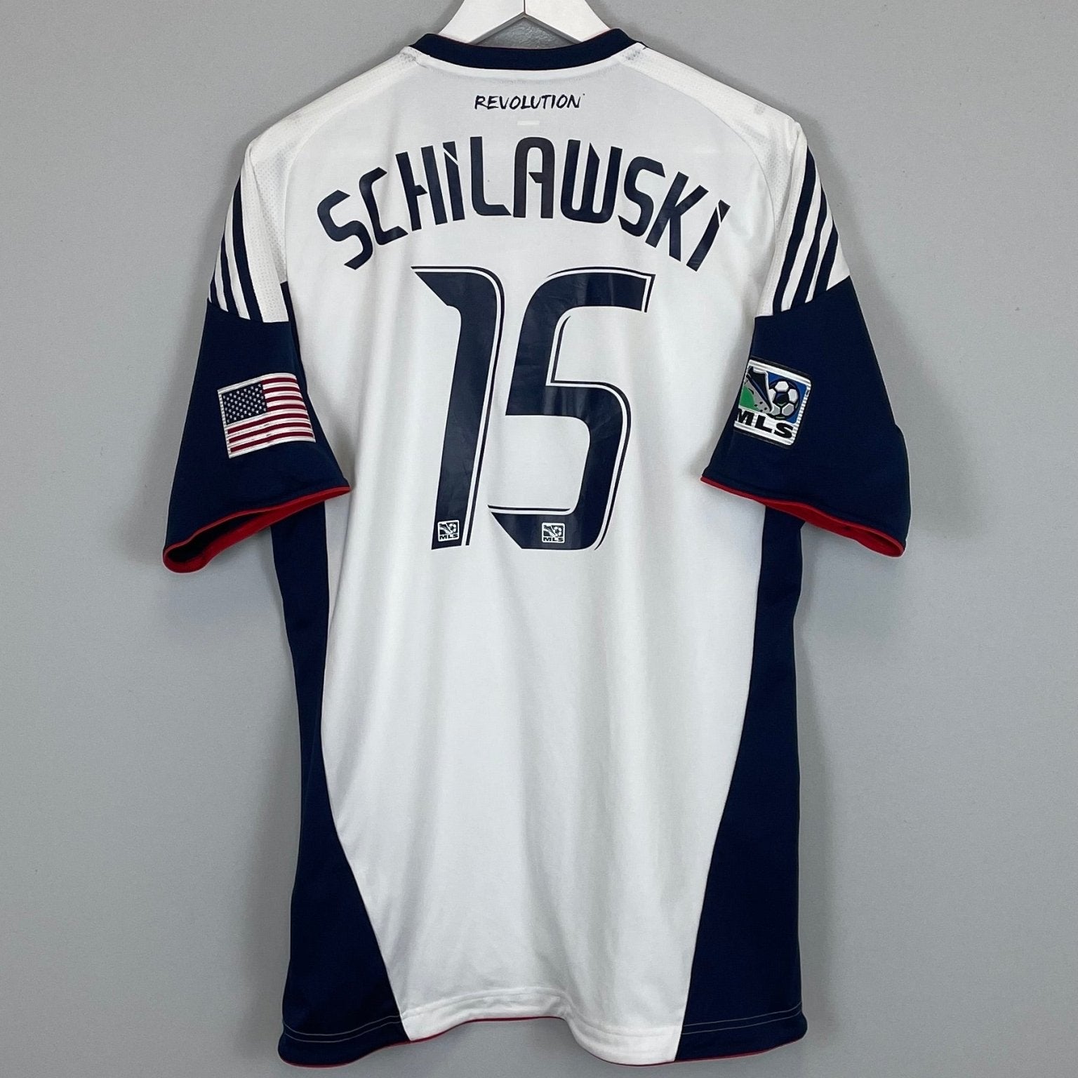 Shop 2010/11 NEW ENGLAND REVOLUTION SCHILAWSKI #15 *PLAYER ISSUE* AWAY SHIRT (XL) ADIDAS, classic football shirts, vintage football shirts & retro soccer jerseys at Cult Kits