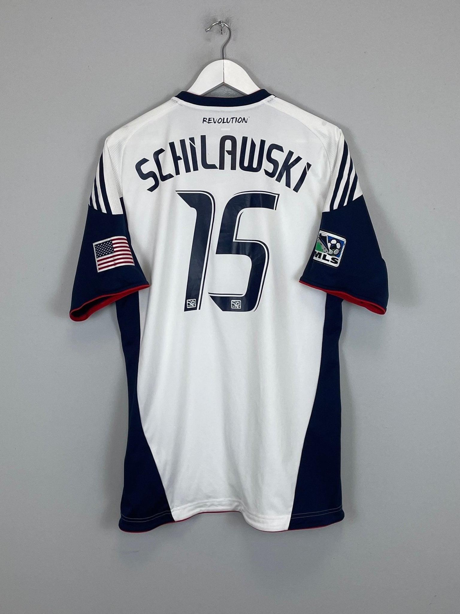 Shop 2010/11 NEW ENGLAND REVOLUTION SCHILAWSKI #15 *PLAYER ISSUE* AWAY SHIRT (XL) ADIDAS, classic football shirts, vintage football shirts & retro soccer jerseys at Cult Kits
