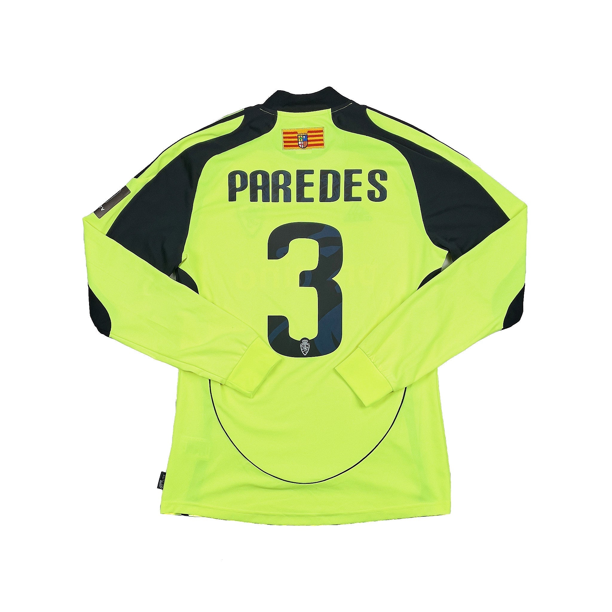 2010 11 Real Zaragoza Paredes #3 *Player Issue* L S Away Shirt