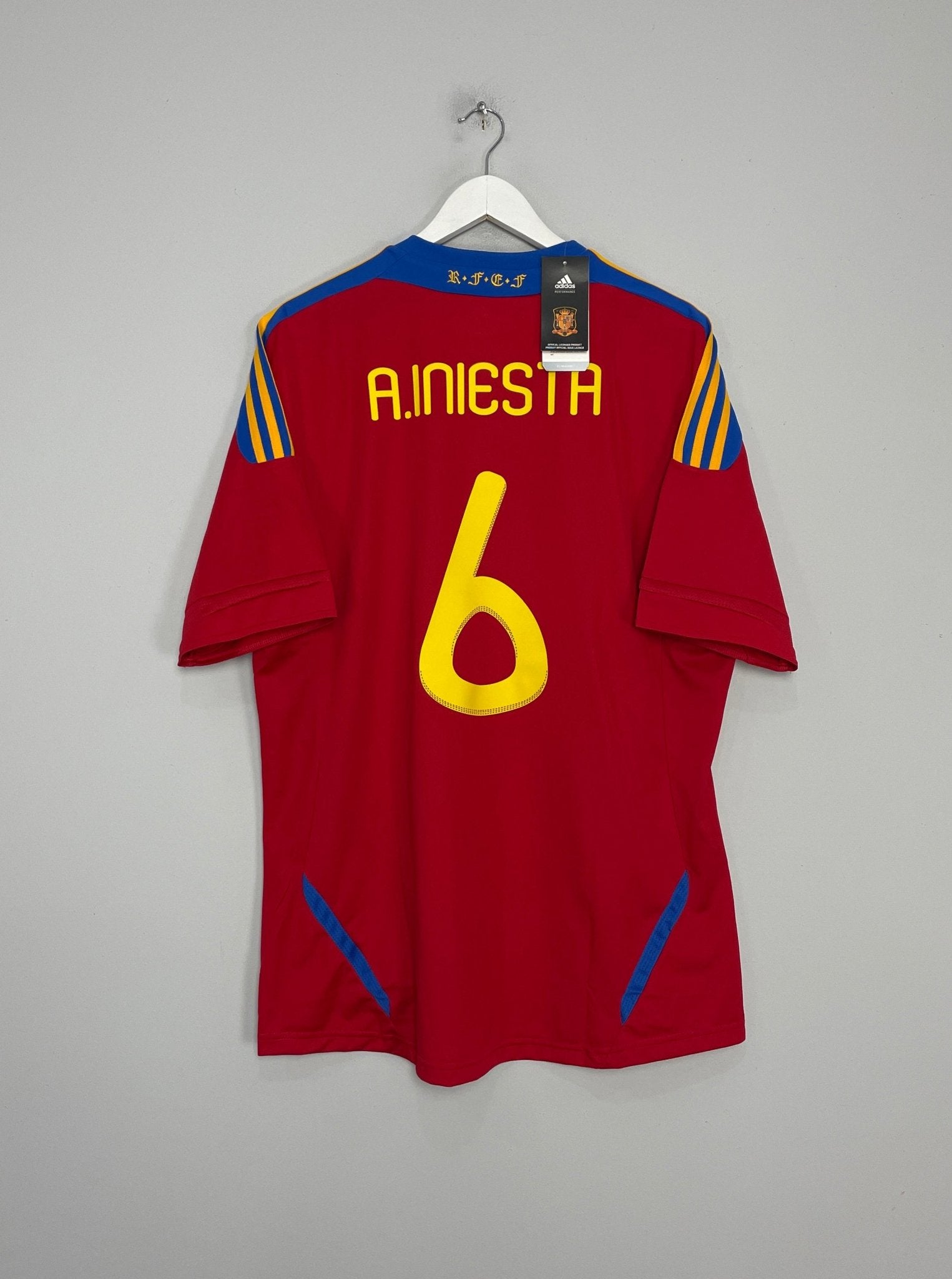 Shop 2010/11 SPAIN INIESTA #6 *BNWT* HOME SHIRT (XL) ADIDAS, classic football shirts, vintage football shirts & retro soccer jerseys at Cult Kits