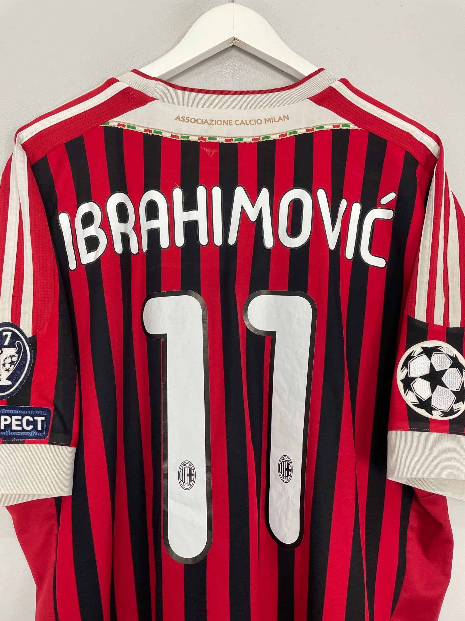 2011/12 AC MILAN IBRAHIMOVIC #11 C/L HOME SHIRT (XXL) ADIDAS