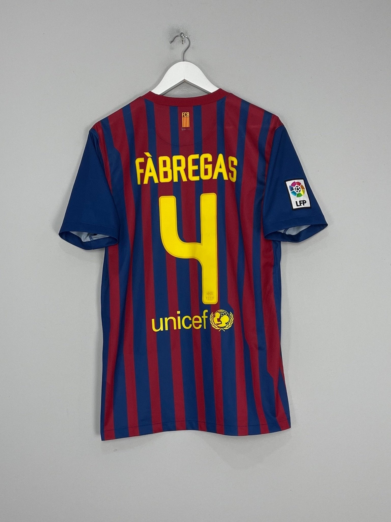 Shop 2011/12 BARCELONA FABREGAS #4 HOME SHIRT (M) NIKE, classic football shirts, vintage football shirts & retro soccer jerseys at Cult Kits