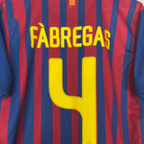 Shop 2011/12 BARCELONA FABREGAS #4 HOME SHIRT (M) NIKE, classic football shirts, vintage football shirts & retro soccer jerseys at Cult Kits