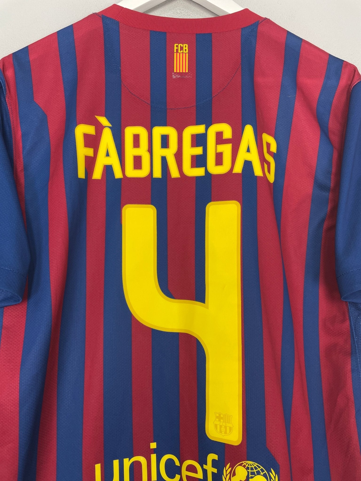 Shop 2011/12 BARCELONA FABREGAS #4 HOME SHIRT (M) NIKE, classic football shirts, vintage football shirts & retro soccer jerseys at Cult Kits