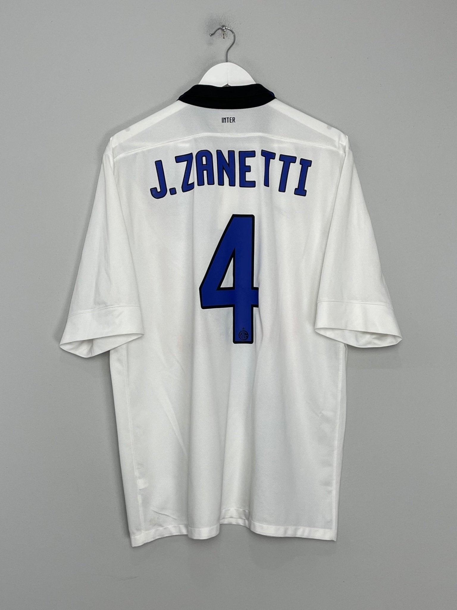 Shop 2011/12 INTER MILAN J.ZANETTI #4 AWAY SHIRT (XL) NIKE, classic football shirts, vintage football shirts & retro soccer jerseys at Cult Kits