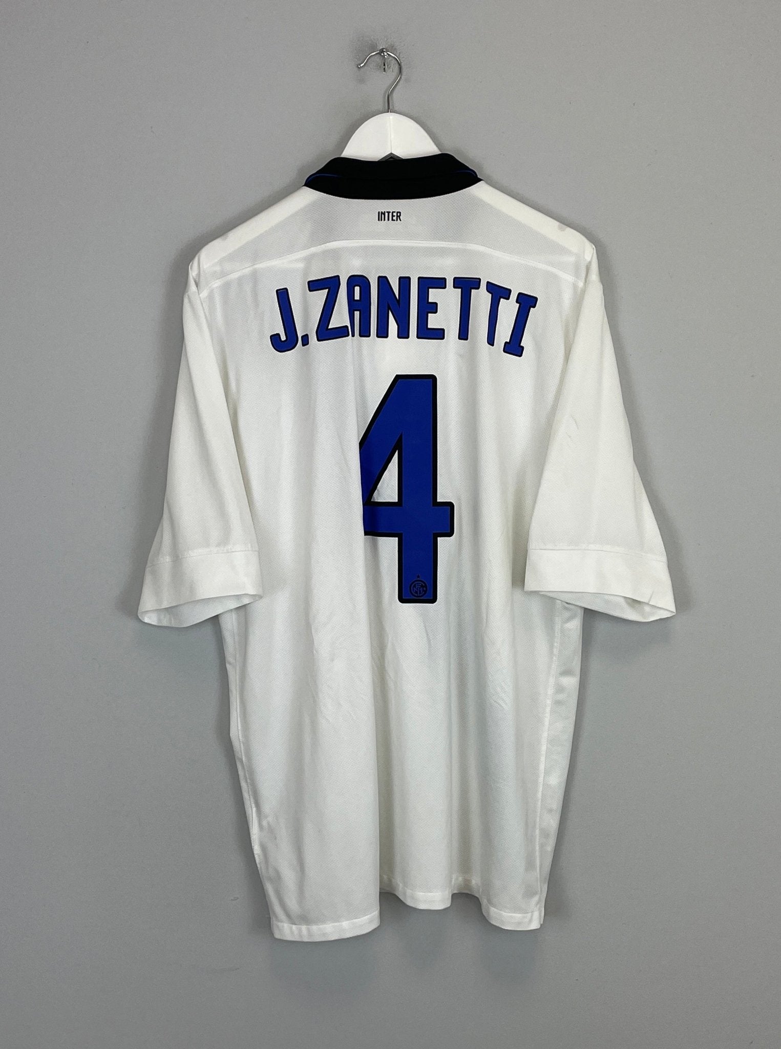 Shop 2011/12 INTER MILAN J.ZANETTI #4 AWAY SHIRT (XL) NIKE, classic football shirts, vintage football shirts & retro soccer jerseys at Cult Kits