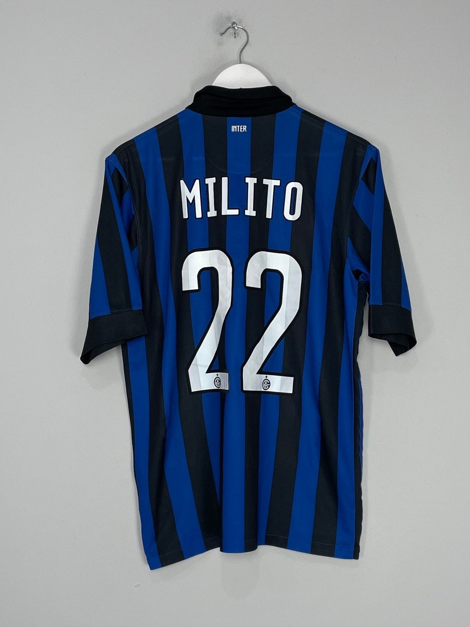 Shop 2011/12 INTER MILAN MILITO #22 HOME SHIRT (M) NIKE, classic football shirts, vintage football shirts & retro soccer jerseys at Cult Kits