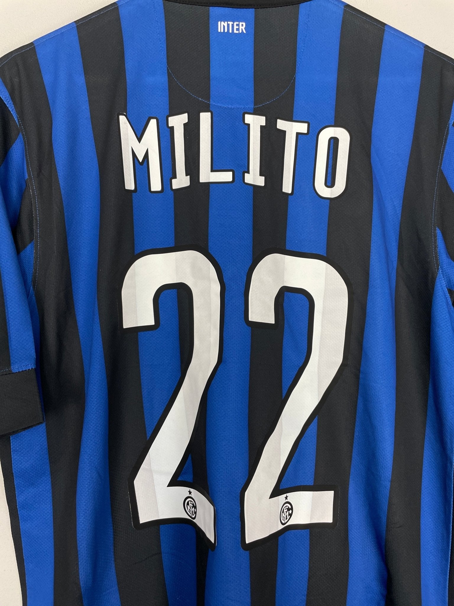 Shop 2011/12 INTER MILAN MILITO #22 HOME SHIRT (M) NIKE, classic football shirts, vintage football shirts & retro soccer jerseys at Cult Kits