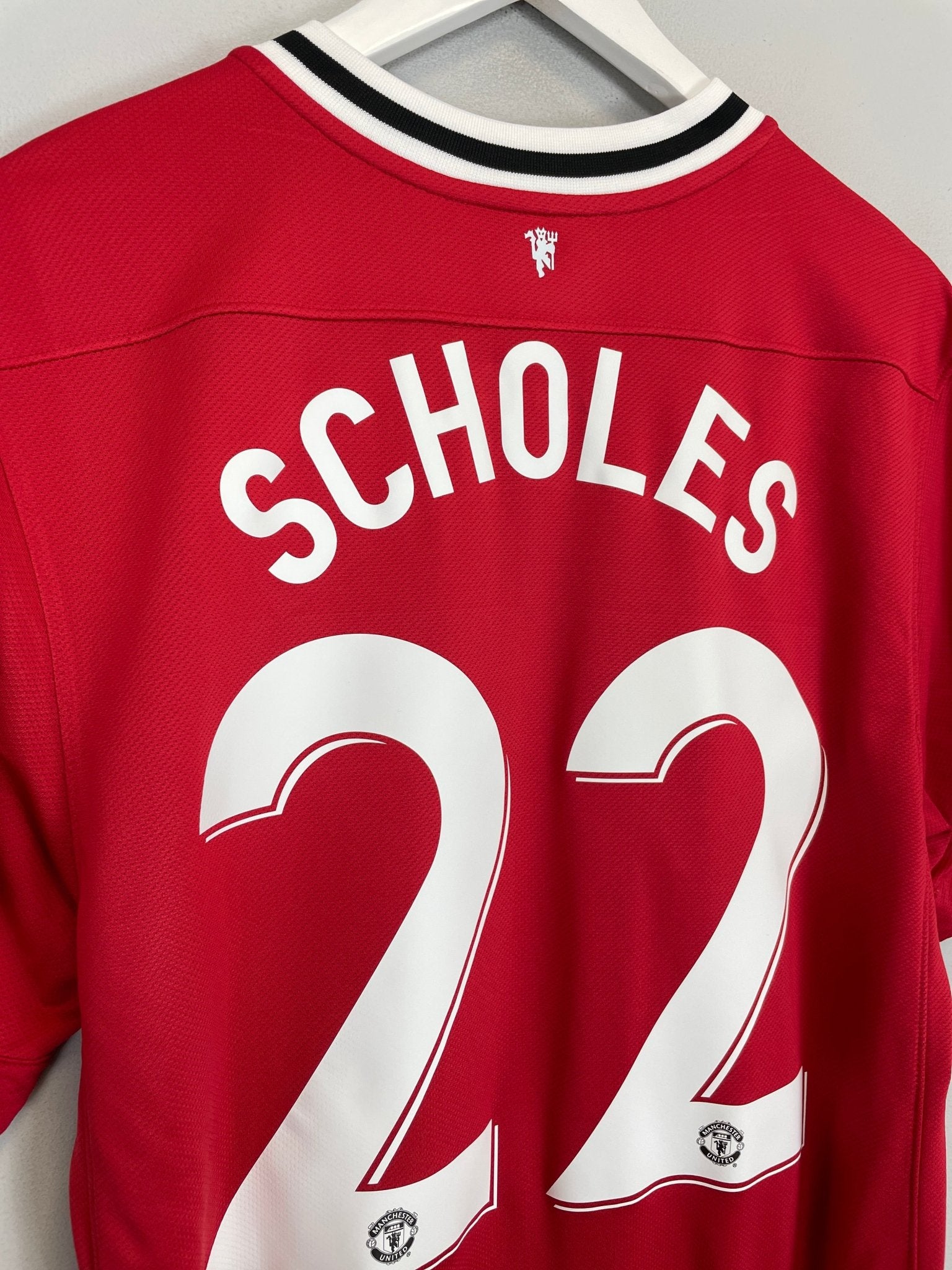 Shop 2011/12 MANCHESTER UNITED SCHOLES #22 HOME SHIRT (L) NIKE, classic football shirts, vintage football shirts & retro soccer jerseys at Cult Kits