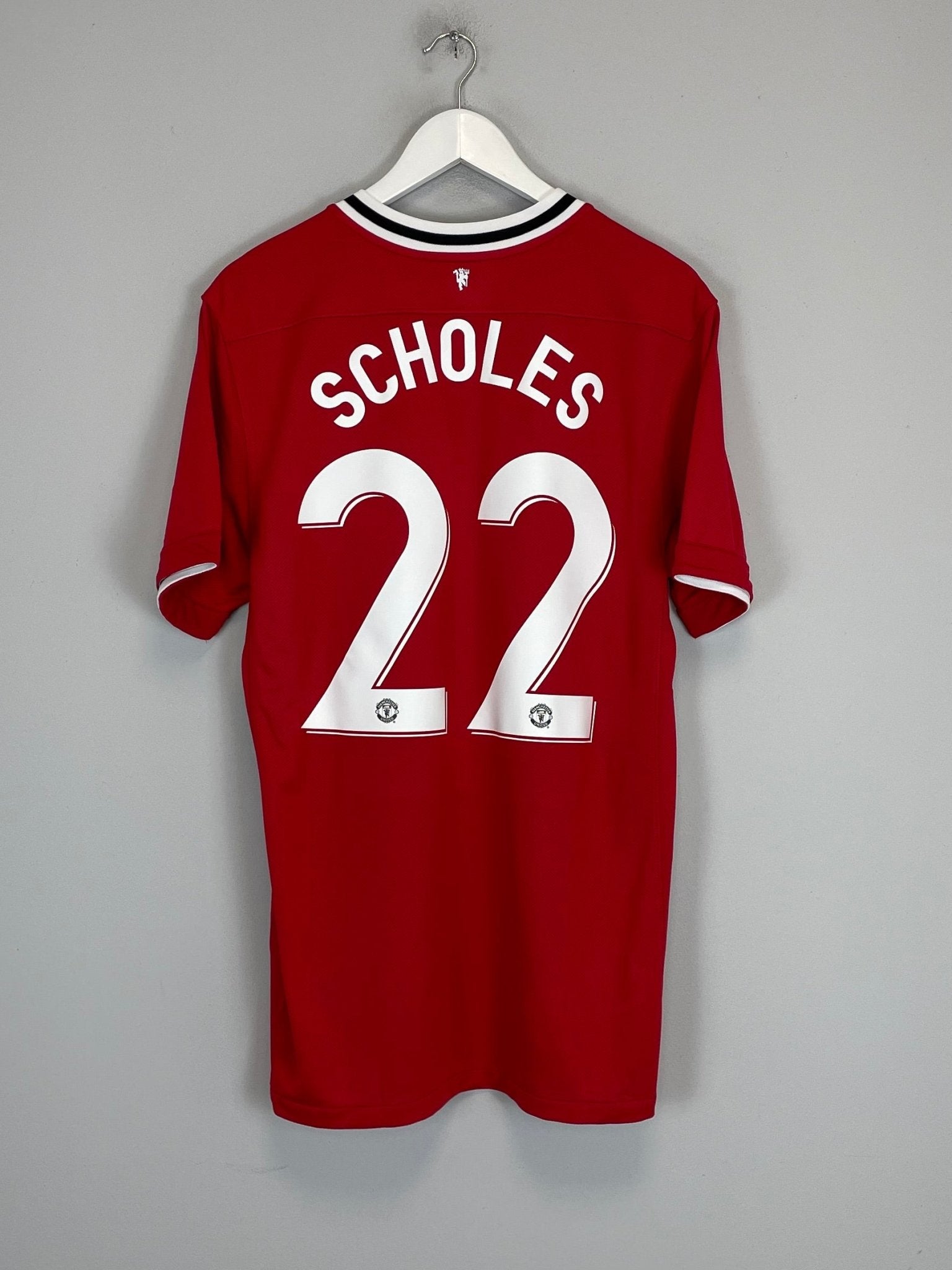 Shop 2011/12 MANCHESTER UNITED SCHOLES #22 HOME SHIRT (L) NIKE, classic football shirts, vintage football shirts & retro soccer jerseys at Cult Kits