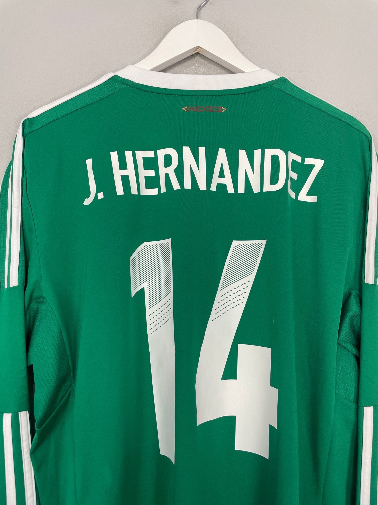 Shop 2011/12 MEXICO J.HERNANDEZ #14 L/S HOME SHIRT (XL) ADIDAS, classic football shirts, vintage football shirts & retro soccer jerseys at Cult Kits