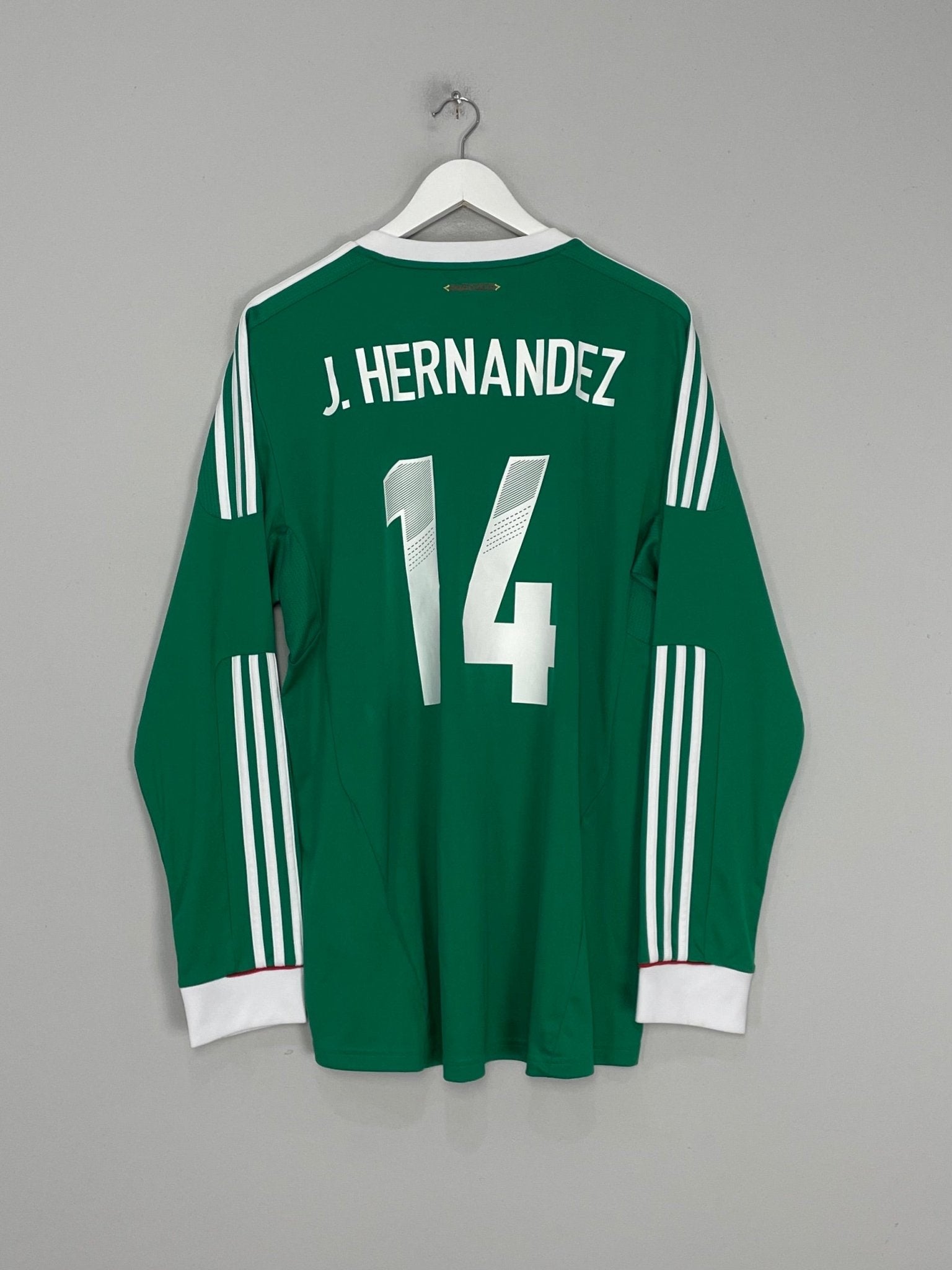 Shop 2011/12 MEXICO J.HERNANDEZ #14 L/S HOME SHIRT (XL) ADIDAS, classic football shirts, vintage football shirts & retro soccer jerseys at Cult Kits