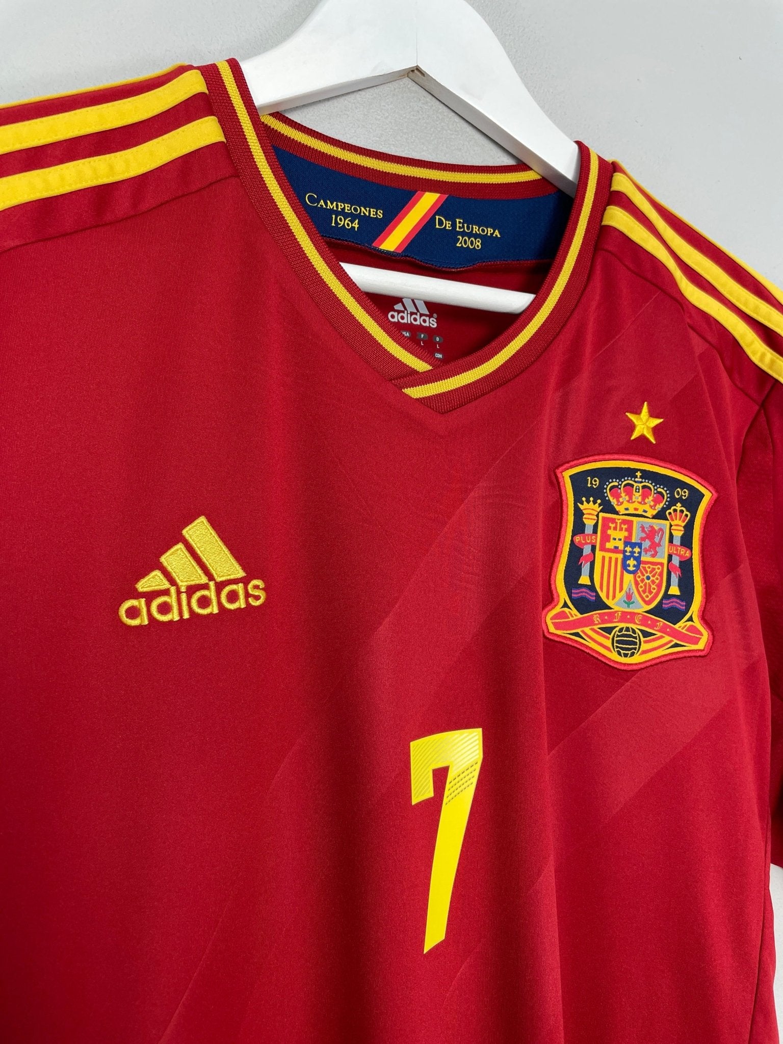 Shop 2011/12 SPAIN DAVID VILLA #7 HOME SHIRT (L) ADIDAS, classic football shirts, vintage football shirts & retro soccer jerseys at Cult Kits