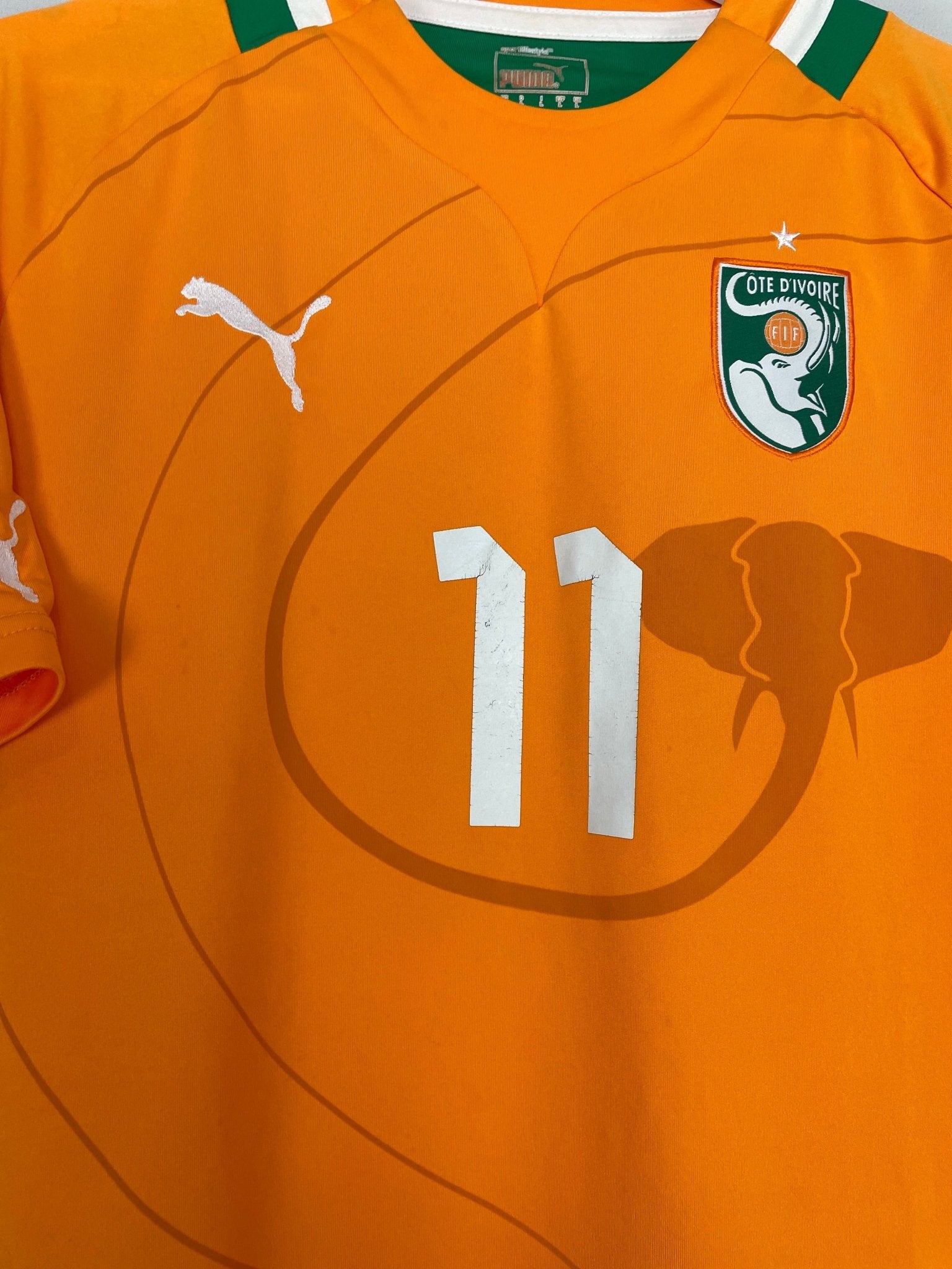 Shop 2011/13 IVORY COAST DROGBA #11 HOME SHIRT (L) PUMA, classic football shirts, vintage football shirts & retro soccer jerseys at Cult Kits
