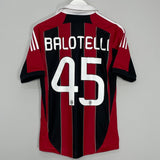 Shop 2012/13 AC MILAN BALOTELLI #45 HOME SHIRT (S) ADIDAS, classic football shirts, vintage football shirts & retro soccer jerseys at Cult Kits