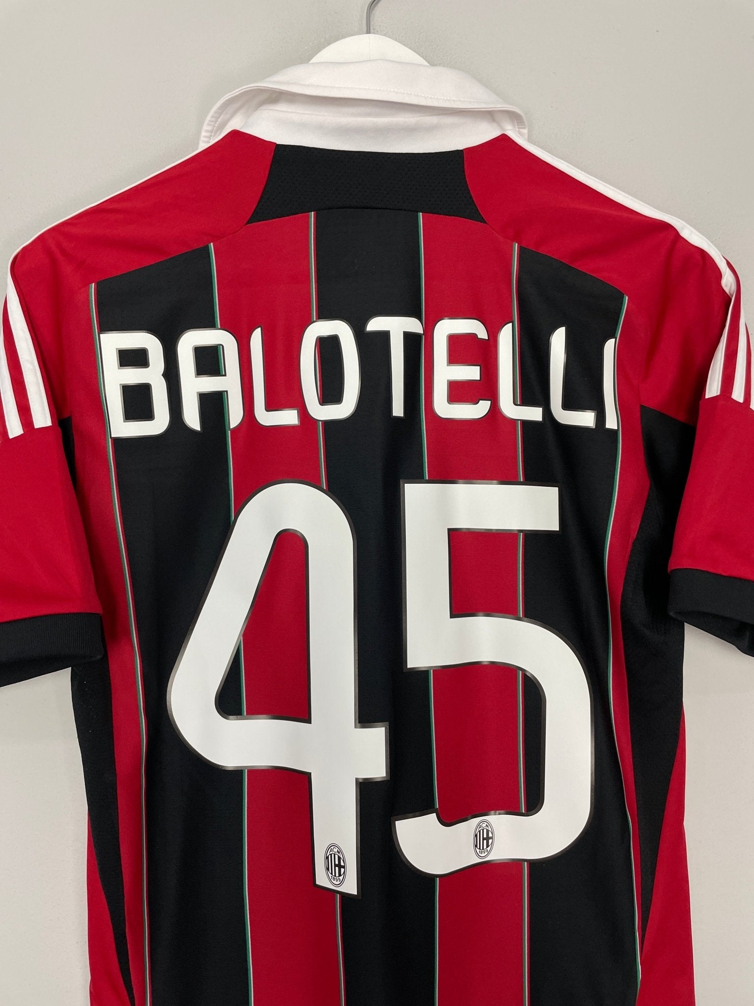 Shop 2012/13 AC MILAN BALOTELLI #45 HOME SHIRT (S) ADIDAS, classic football shirts, vintage football shirts & retro soccer jerseys at Cult Kits