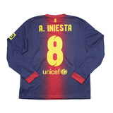 Buy 2012/13 Barcelona A. Iniesta 8 *With Alteration* Home Shirt (L) Nike ~ Free worldwide shipping ~ Authentic Vintage Football Shirts from Cult Kits