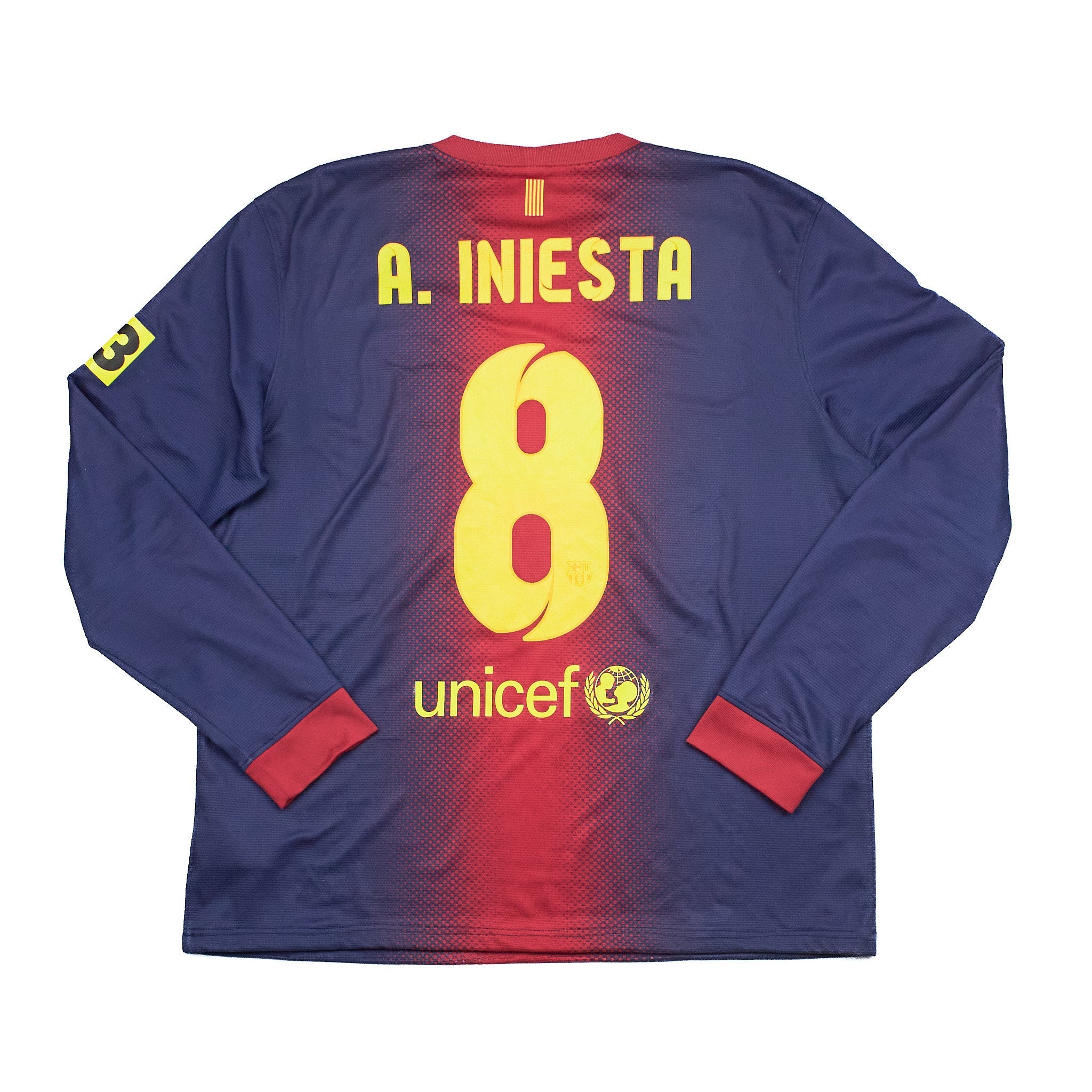 Buy 2012/13 Barcelona A. Iniesta 8 *With Alteration* Home Shirt (L) Nike ~ Free worldwide shipping ~ Authentic Vintage Football Shirts from Cult Kits