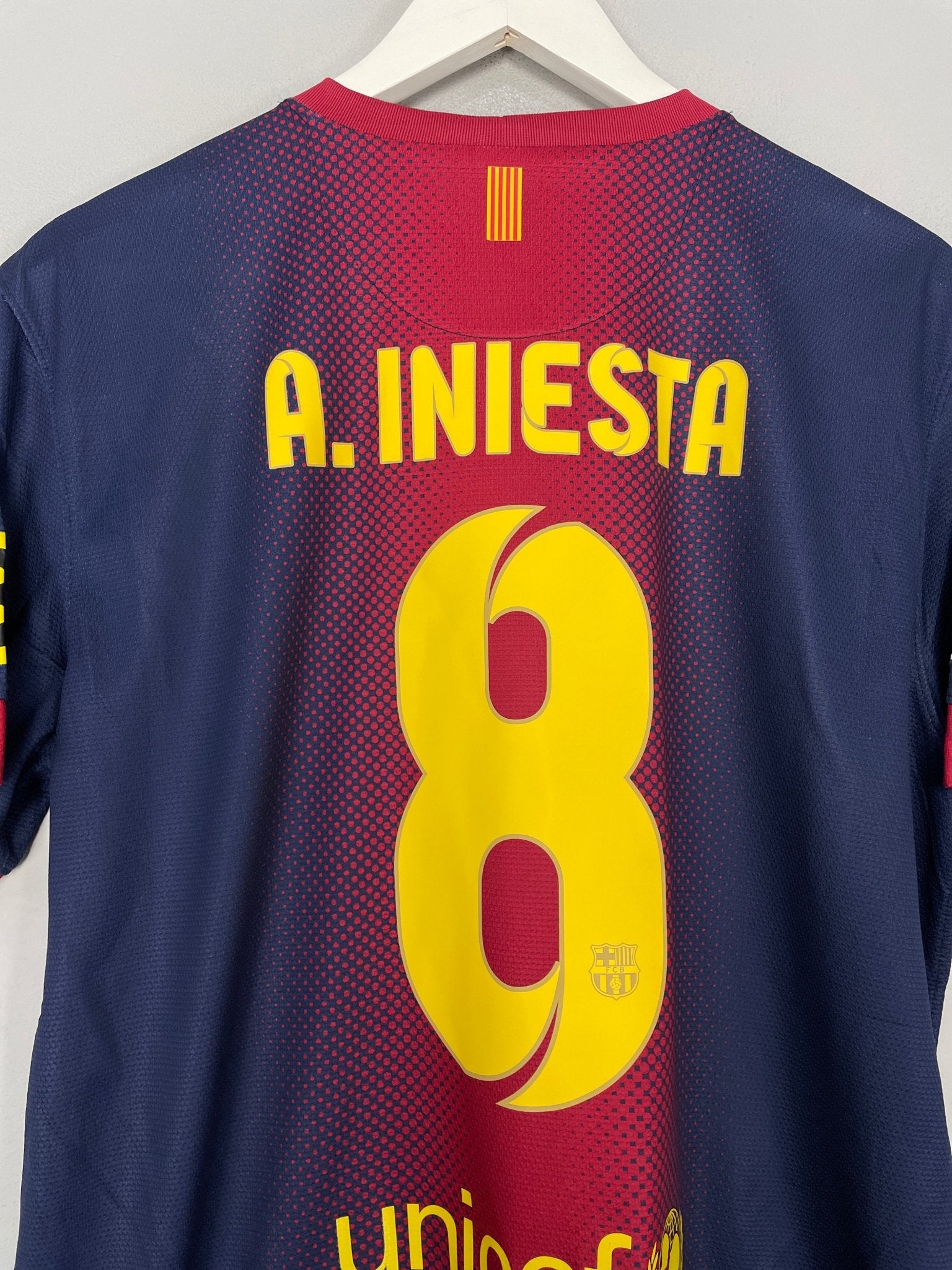 Shop 2012/13 BARCELONA A.INIESTA #8 HOME SHIRT (L) NIKE, classic football shirts, vintage football shirts & retro soccer jerseys at Cult Kits