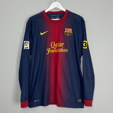 Shop 2012/13 BARCELONA MASCHERANO #14 L/S HOME SHIRT (L) NIKE, classic football shirts, vintage football shirts & retro soccer jerseys at Cult Kits