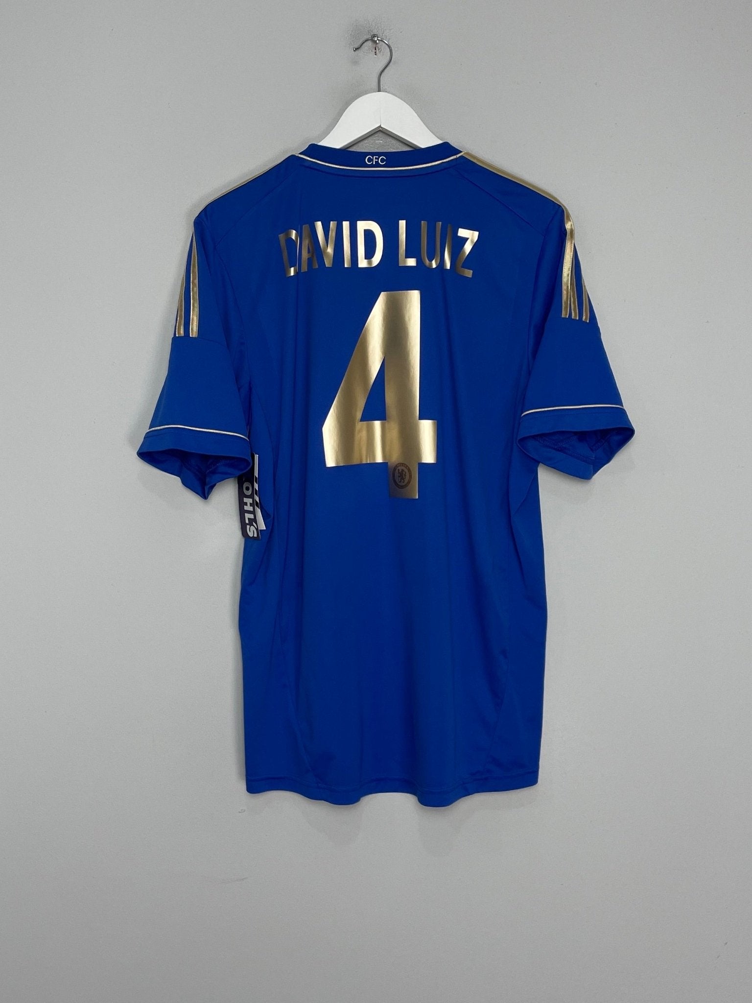 Shop 2012/13 CHELSEA DAVID LUIZ #4 *BNWT* HOME SHIRT (XL) ADIDAS, classic football shirts, vintage football shirts & retro soccer jerseys at Cult Kits