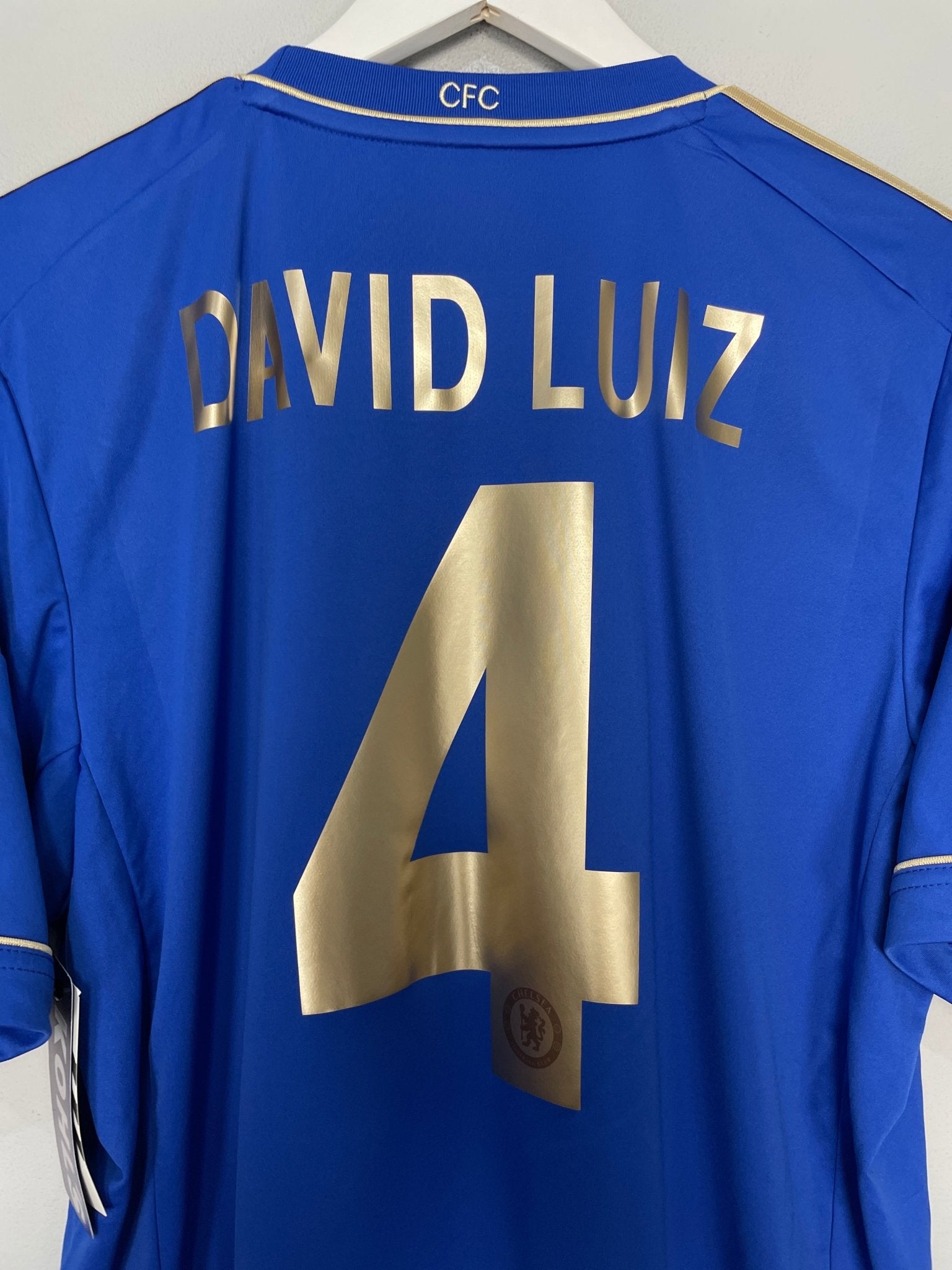 Shop 2012/13 CHELSEA DAVID LUIZ #4 *BNWT* HOME SHIRT (XL) ADIDAS, classic football shirts, vintage football shirts & retro soccer jerseys at Cult Kits
