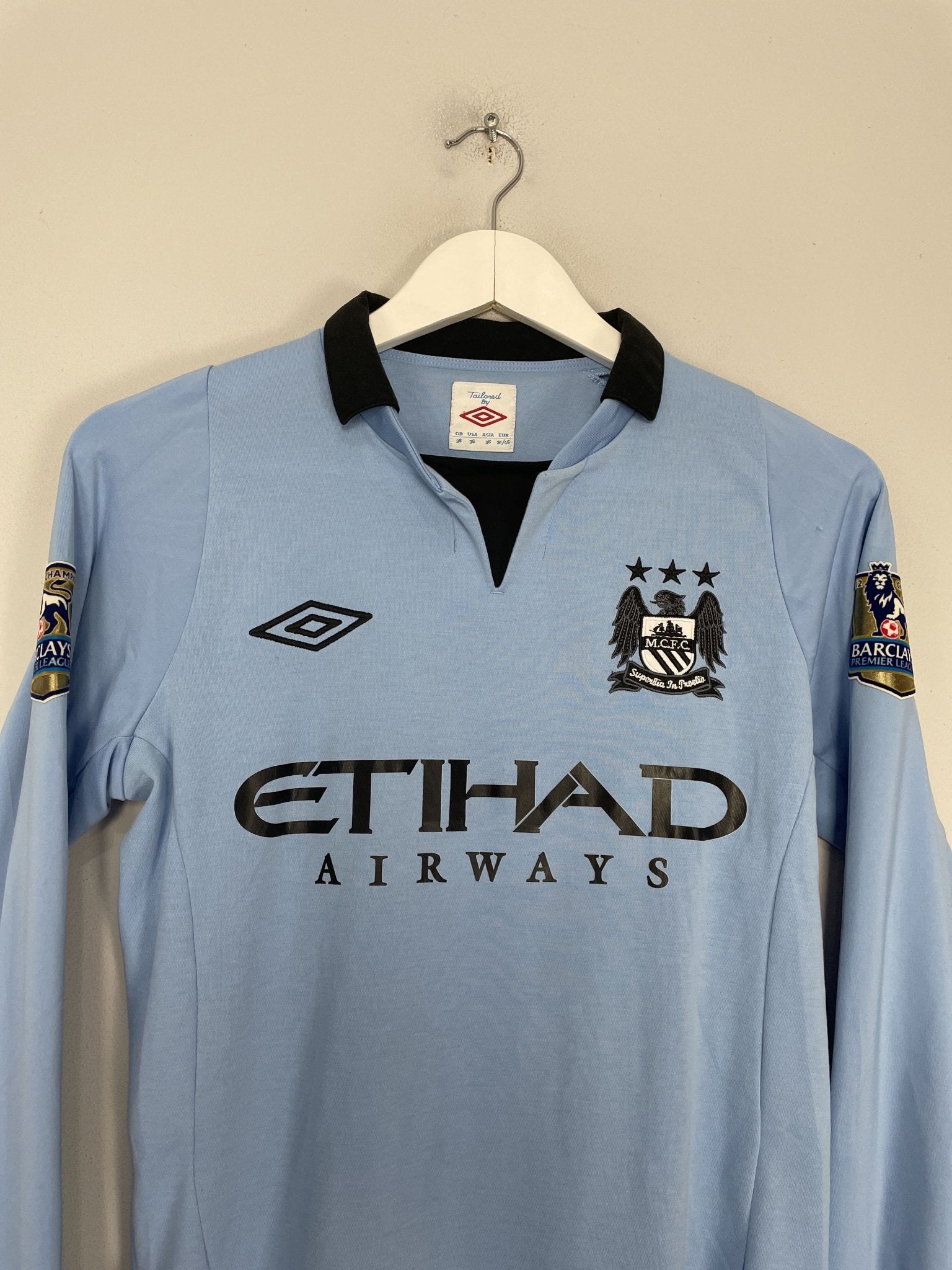 Shop 2012/13 MANCHESTER CITY RICHARDS #2 L/S HOME SHIRT (S) UMBRO, classic football shirts, vintage football shirts & retro soccer jerseys at Cult Kits