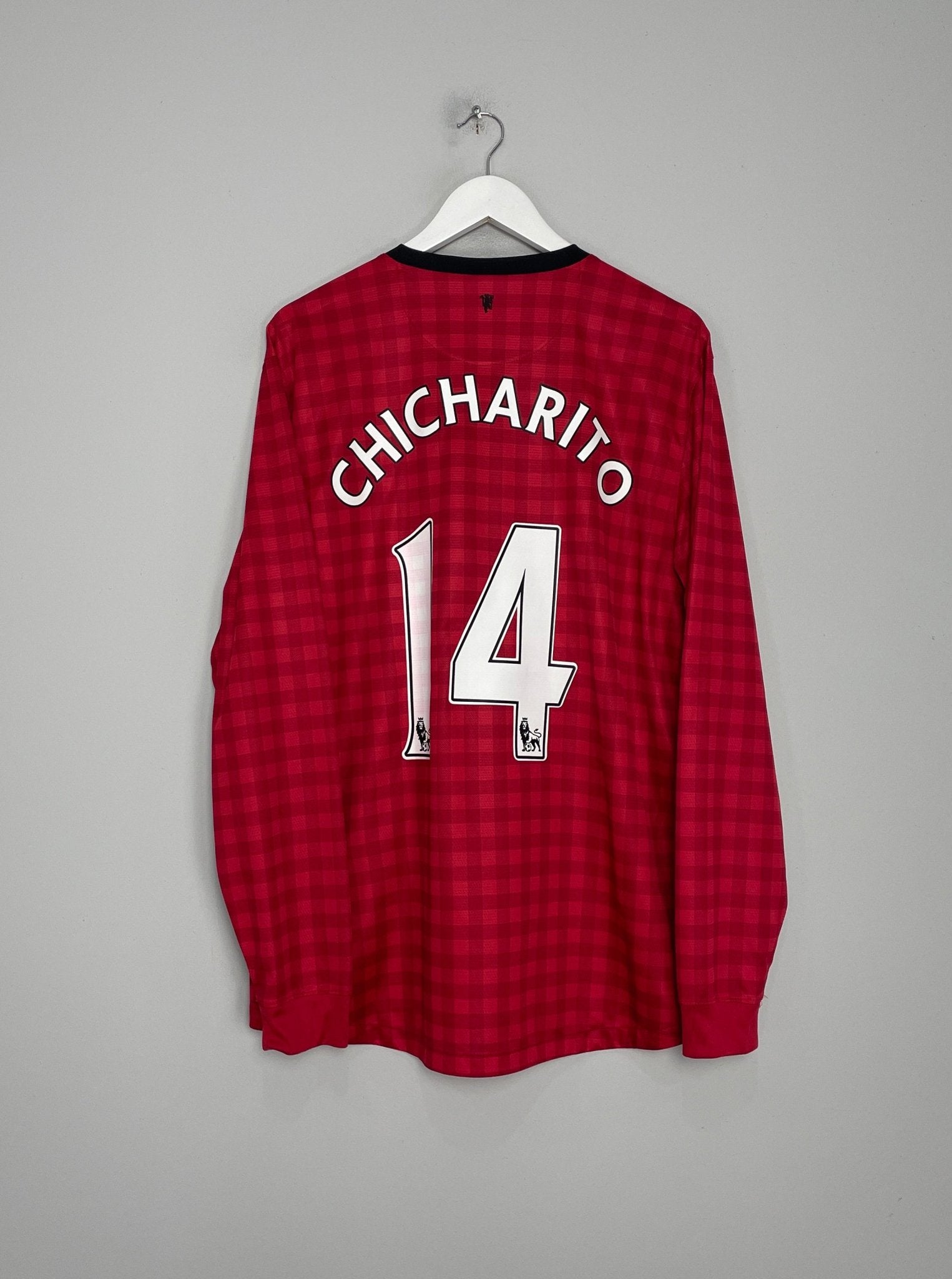 Shop 2012/13 MANCHESTER UNITED CHICHARITO #14 L/S HOME SHIRT (XL) NIKE, classic football shirts, vintage football shirts & retro soccer jerseys at Cult Kits