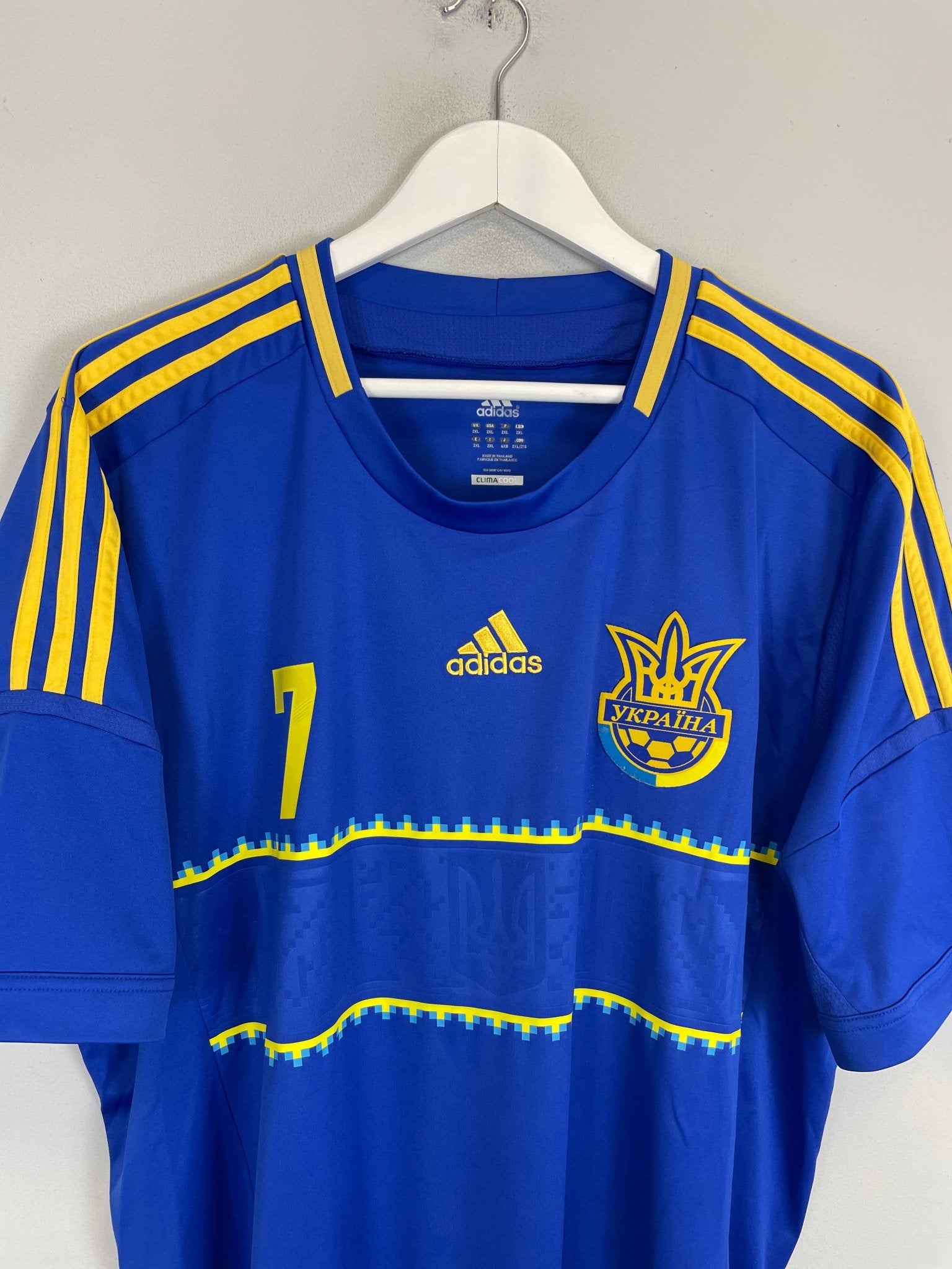 Shop 2012/13 UKRAINE SHEVCHENKO #7 AWAY SHIRT (XXL) ADIDAS, classic football shirts, vintage football shirts & retro soccer jerseys at Cult Kits