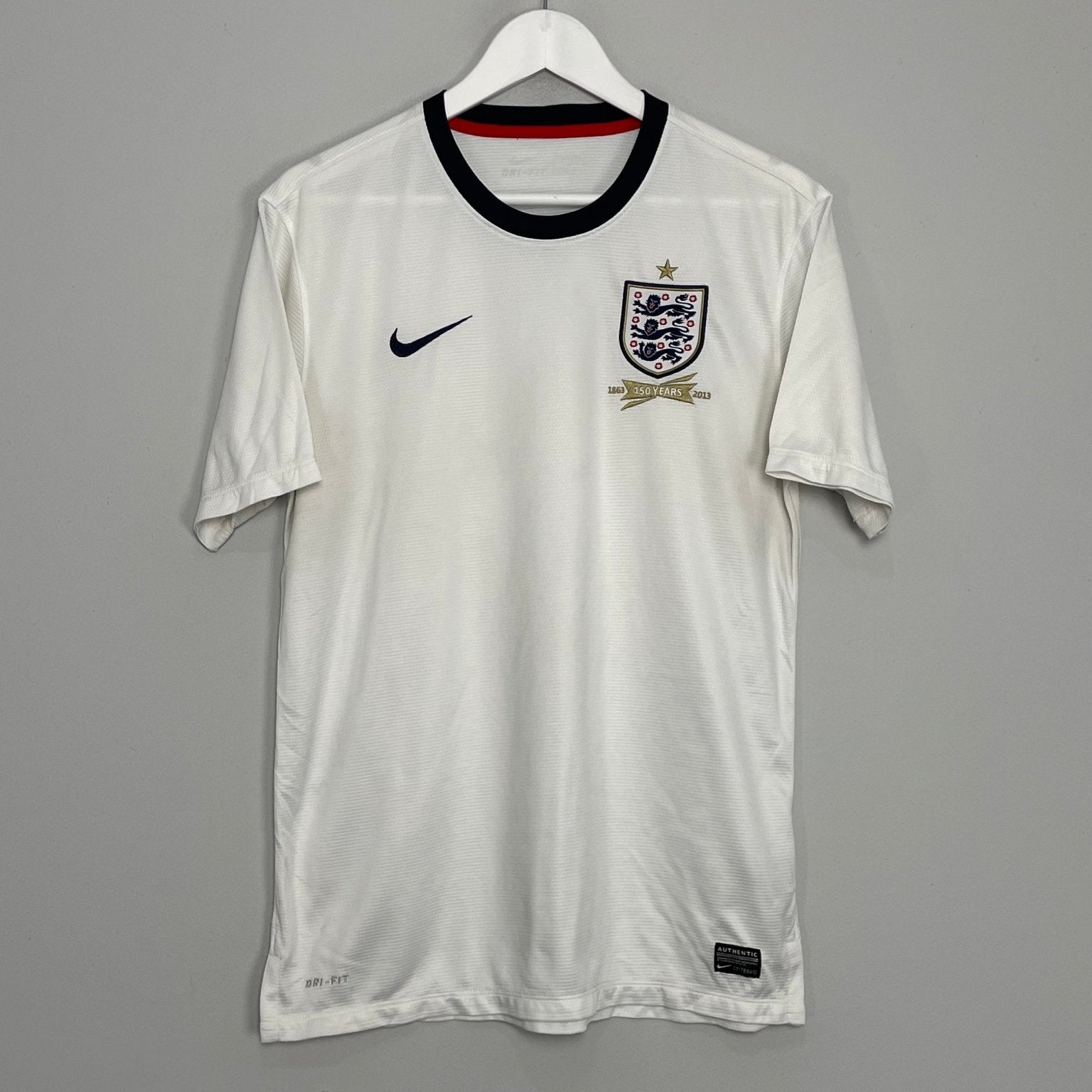 Shop 2013 ENGLAND *150 YEAR* HOME SHIRT (M) NIKE, classic football shirts, vintage football shirts & retro soccer jerseys at Cult Kits