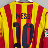 Shop 2013/14 BARCELONA MESSI #10 L/S AWAY SHIRT (L) NIKE, classic football shirts, vintage football shirts & retro soccer jerseys at Cult Kits