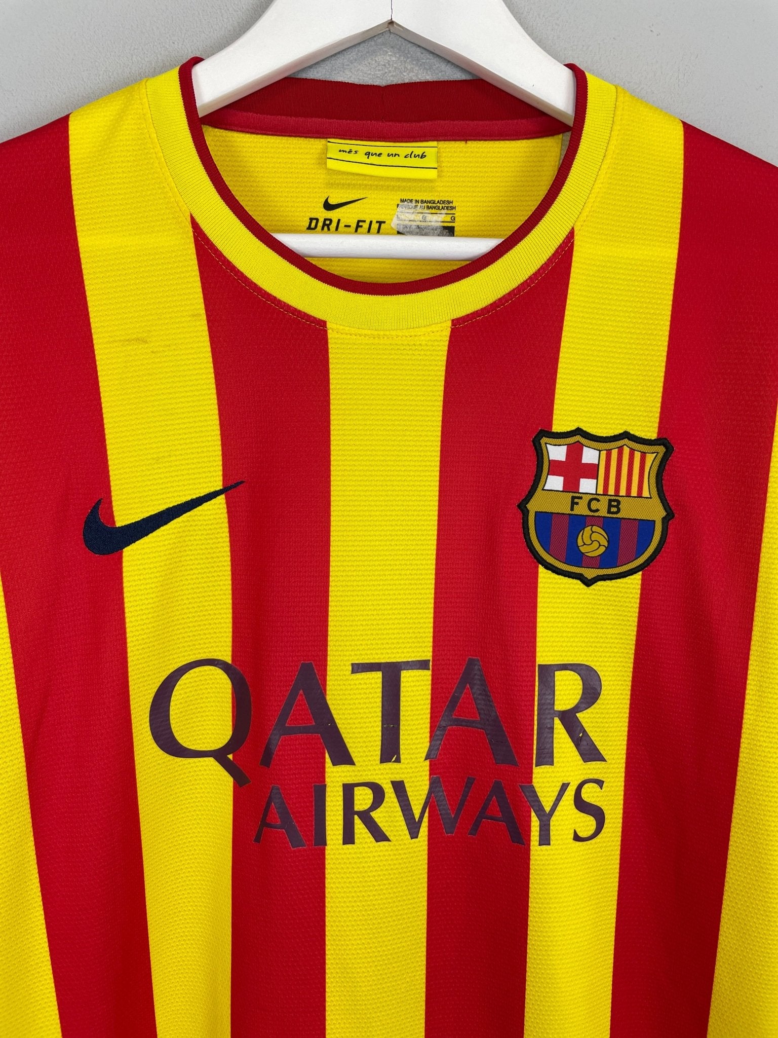 Shop 2013/14 BARCELONA MESSI #10 L/S AWAY SHIRT (L) NIKE, classic football shirts, vintage football shirts & retro soccer jerseys at Cult Kits