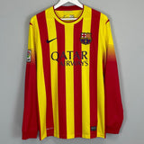 Shop 2013/14 BARCELONA MESSI #10 L/S AWAY SHIRT (L) NIKE, classic football shirts, vintage football shirts & retro soccer jerseys at Cult Kits