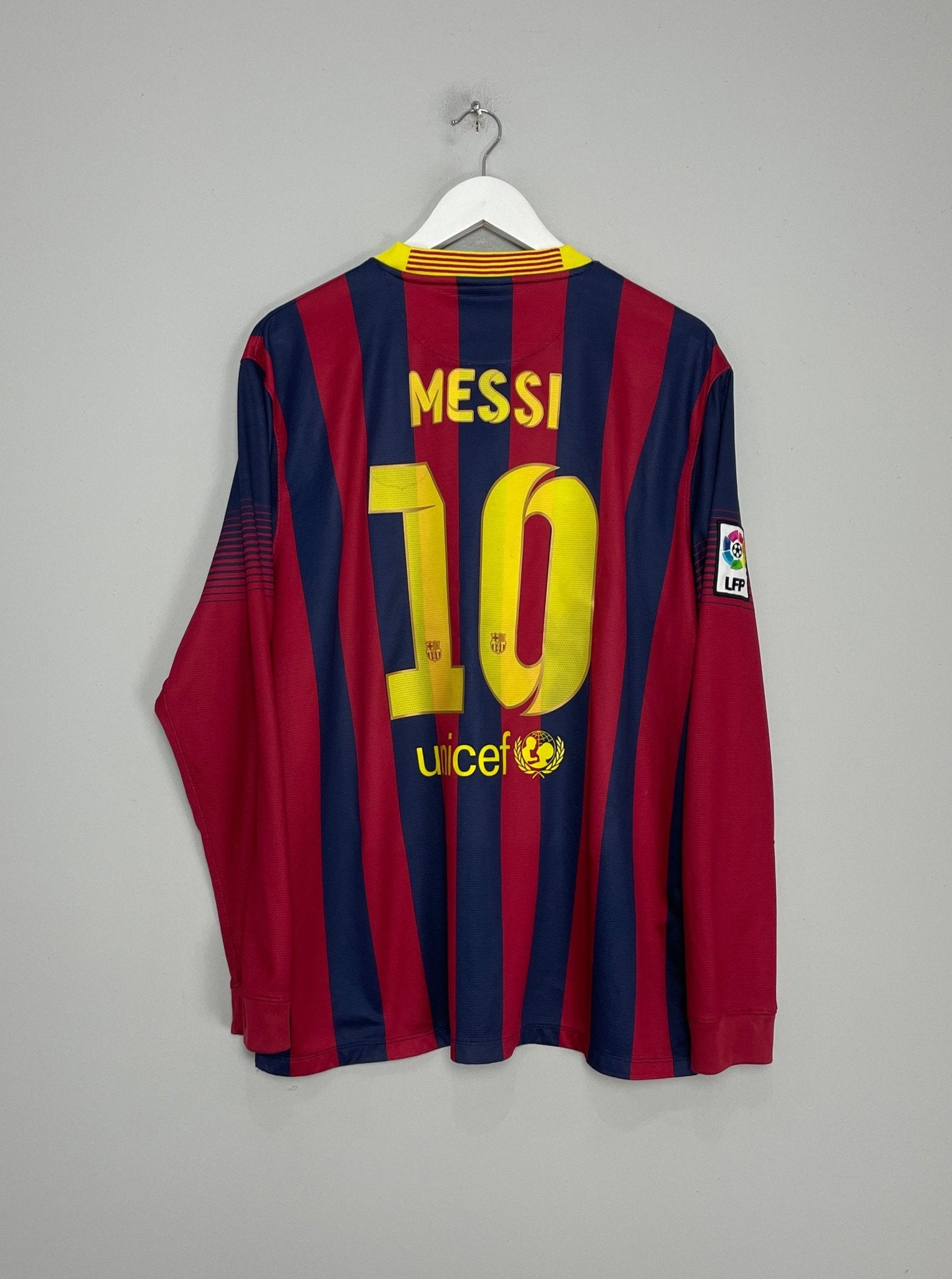 Shop 2013/14 BARCELONA MESSI #10 L/S HOME SHIRT (XL) NIKE, classic football shirts, vintage football shirts & retro soccer jerseys at Cult Kits