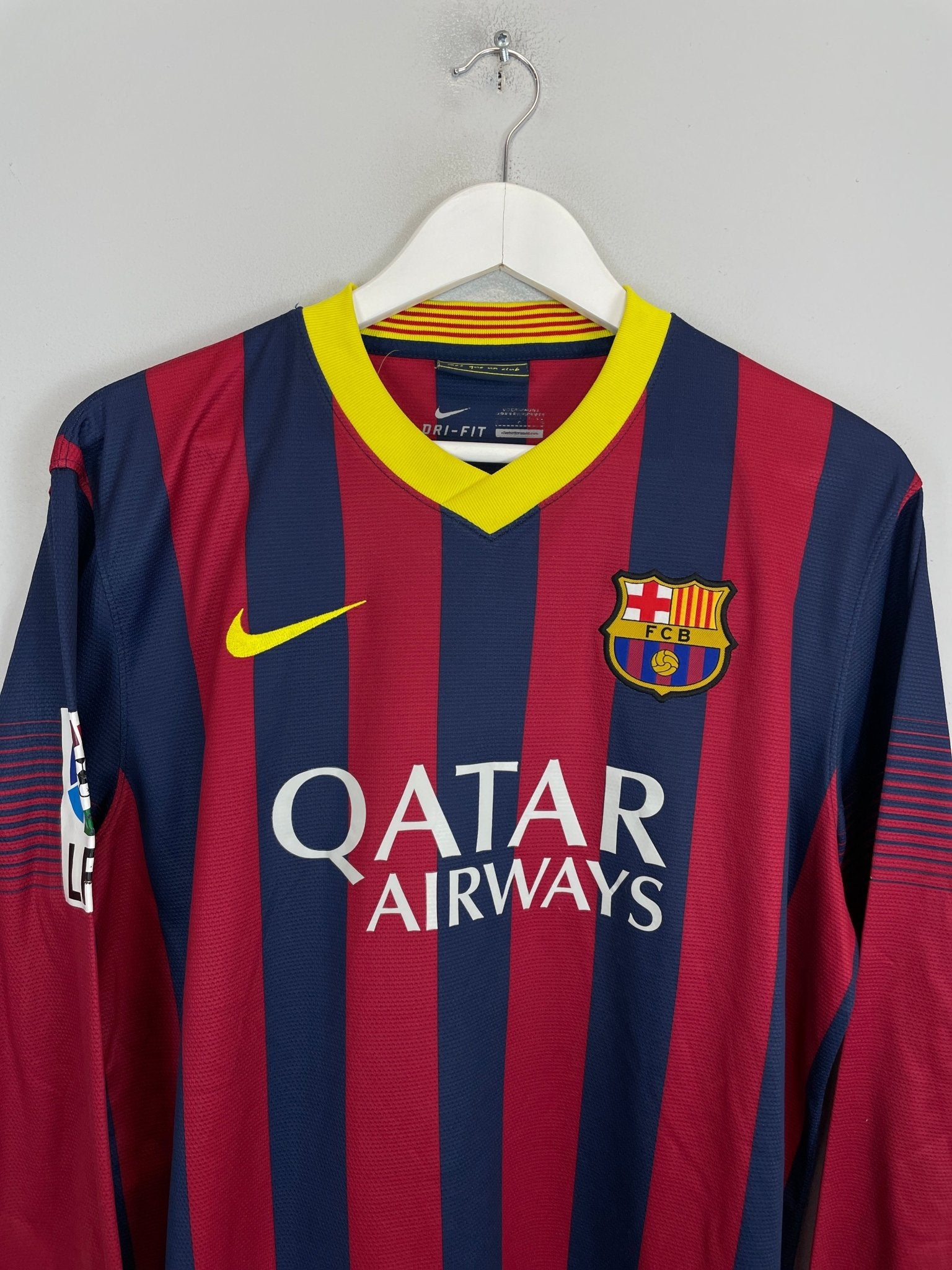 Shop 2013/14 BARCELONA PIQUE #3 L/S HOME SHIRT (L) NIKE, classic football shirts, vintage football shirts & retro soccer jerseys at Cult Kits