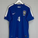 Shop 2013/14 BRAZIL LUIZ #4 AWAY SHIRT (M) NIKE, classic football shirts, vintage football shirts & retro soccer jerseys at Cult Kits