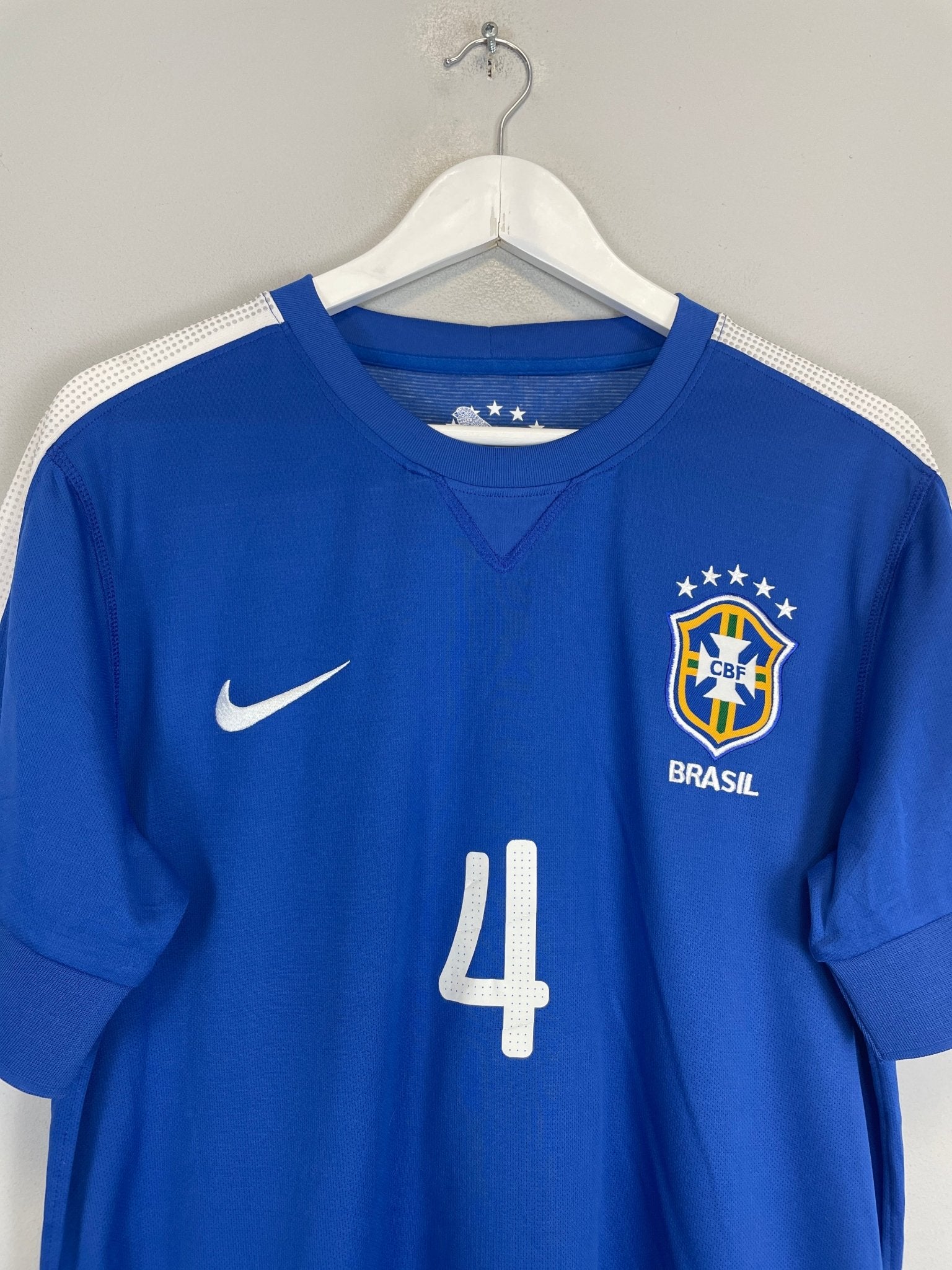 Shop 2013/14 BRAZIL LUIZ #4 AWAY SHIRT (M) NIKE, classic football shirts, vintage football shirts & retro soccer jerseys at Cult Kits